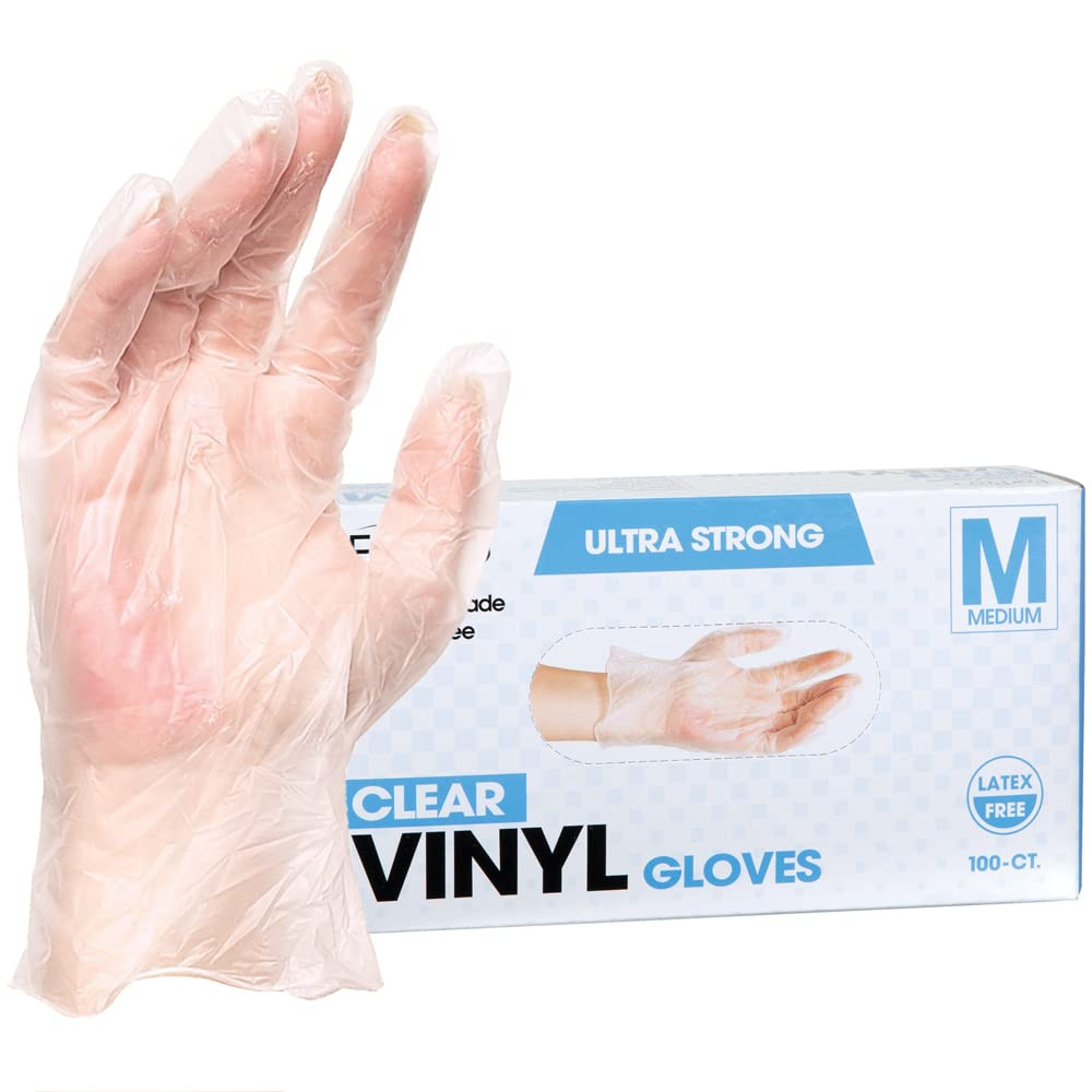 Forpro Disposable Vinyl Gloves, Clear, Industrial Grade, Powder-Free, Latex-Free