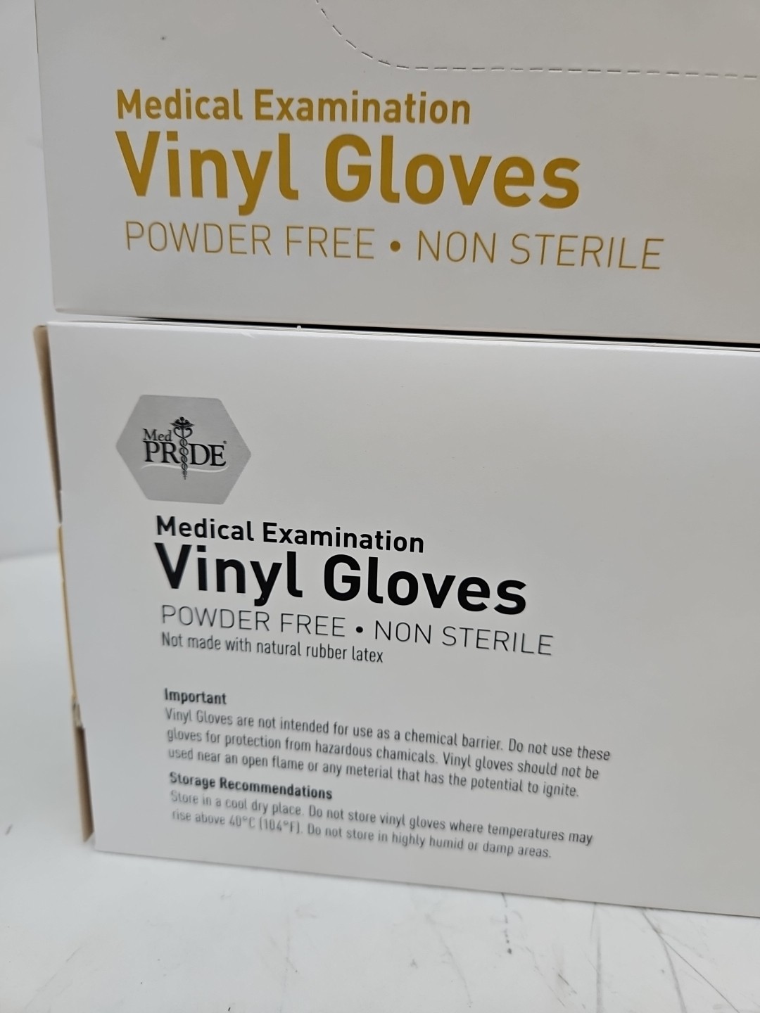 2 Medium Size Vinyl Examination Gloves Latex Free Rubber 100 CT Each Medpride