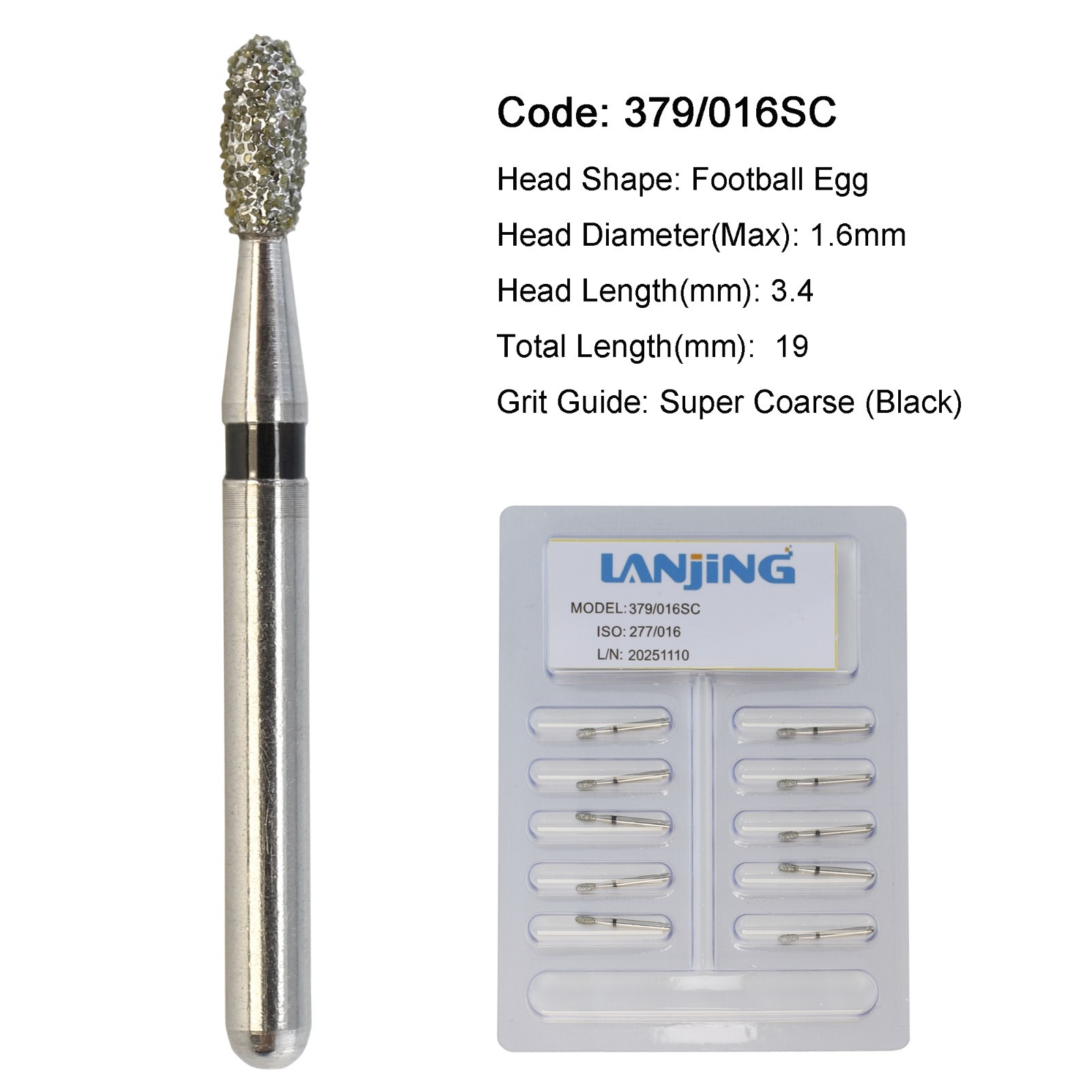 Dental Diamond FG Burs Round End Taper Cylinder Football Pear Barrel High Speed