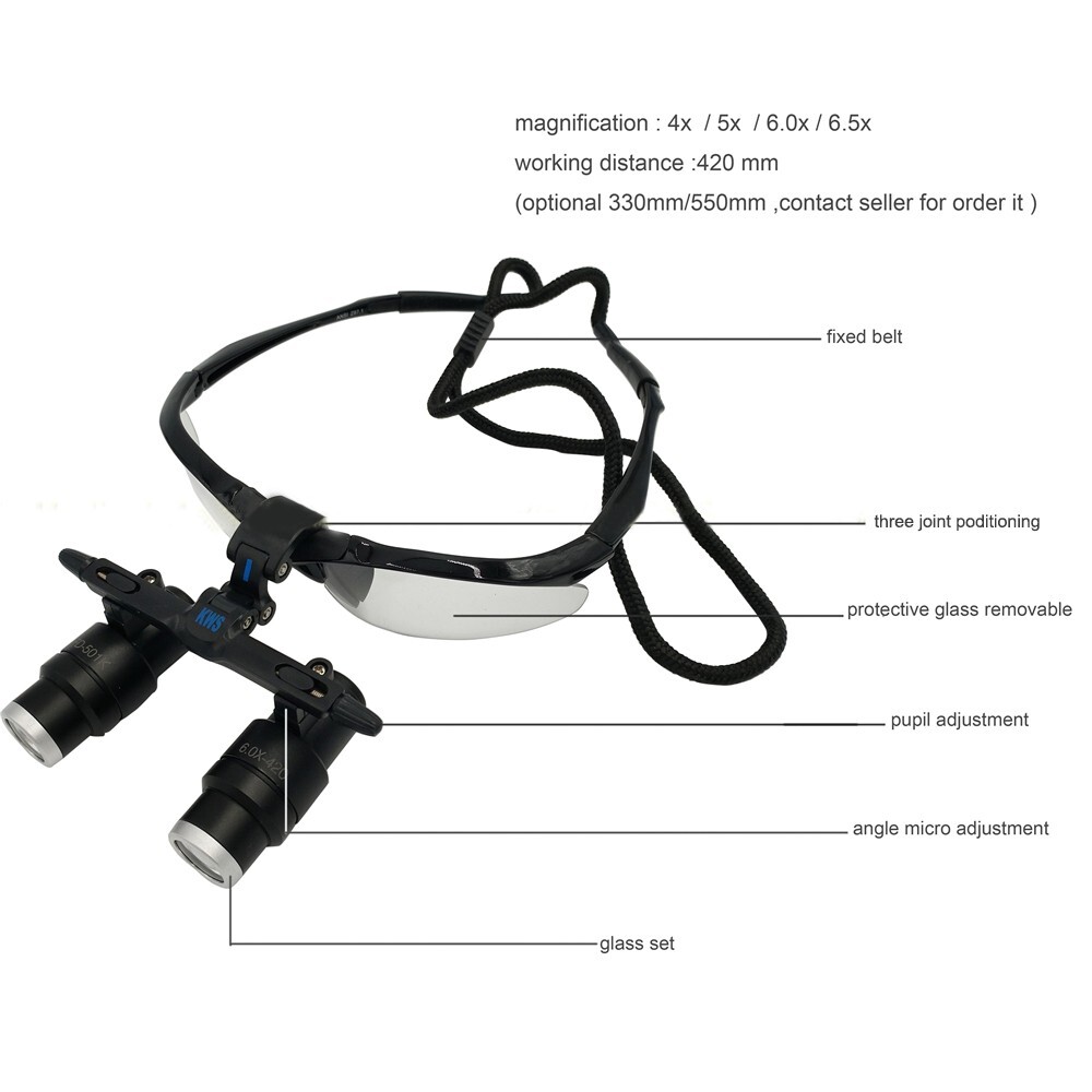 KWS FD-501K Dental Medical 6.0X Binocular Loupes Kepler Magnifying Glasse 420mm