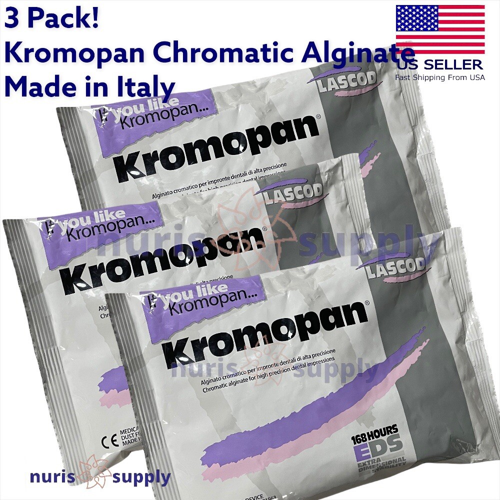 3 Pack Chromatic Kromopan Alginate Fast Dental Impression Material Color-Change