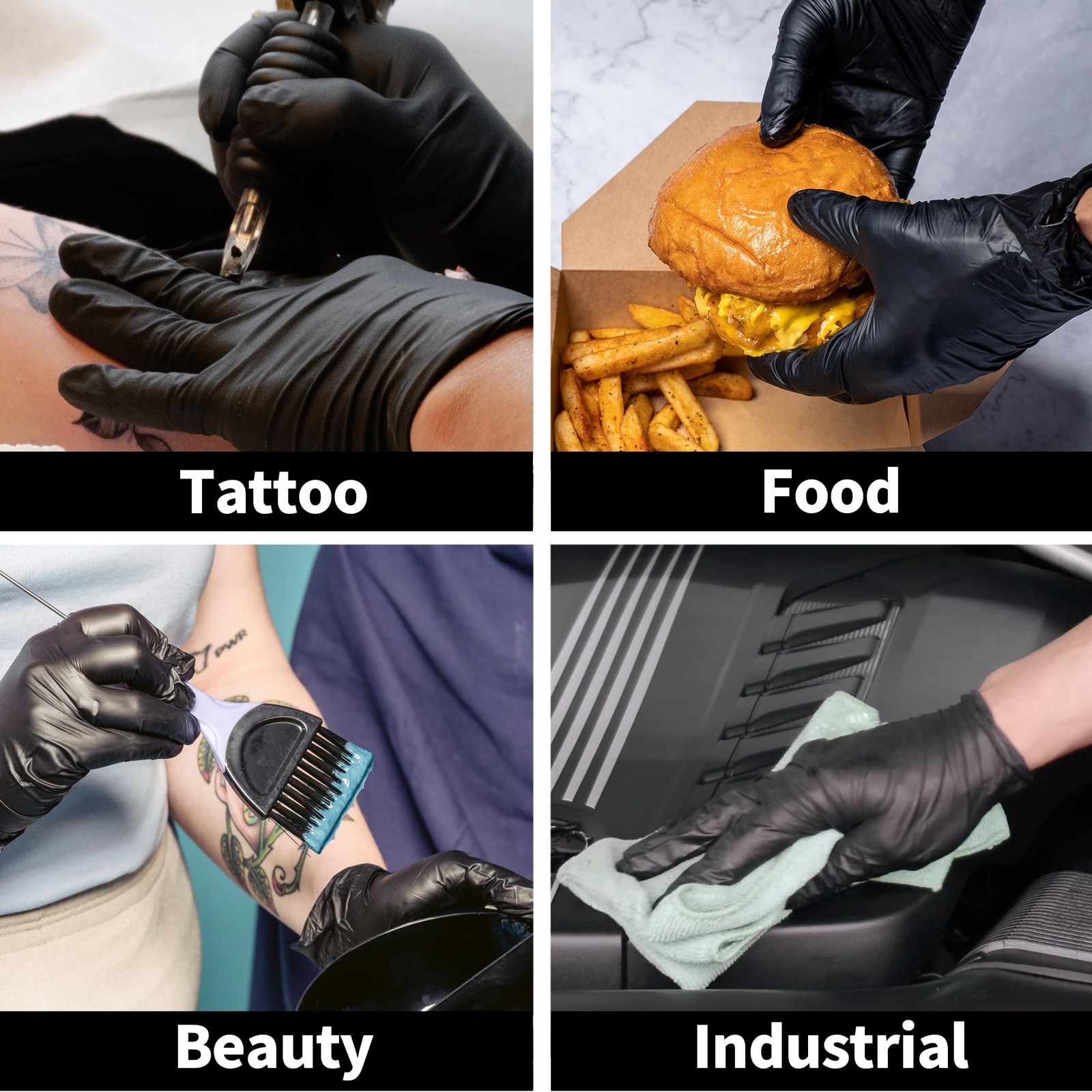 Basic Disposable Medical Synmax Vinyl Exam Gloves Large (Pack of 1000), Black