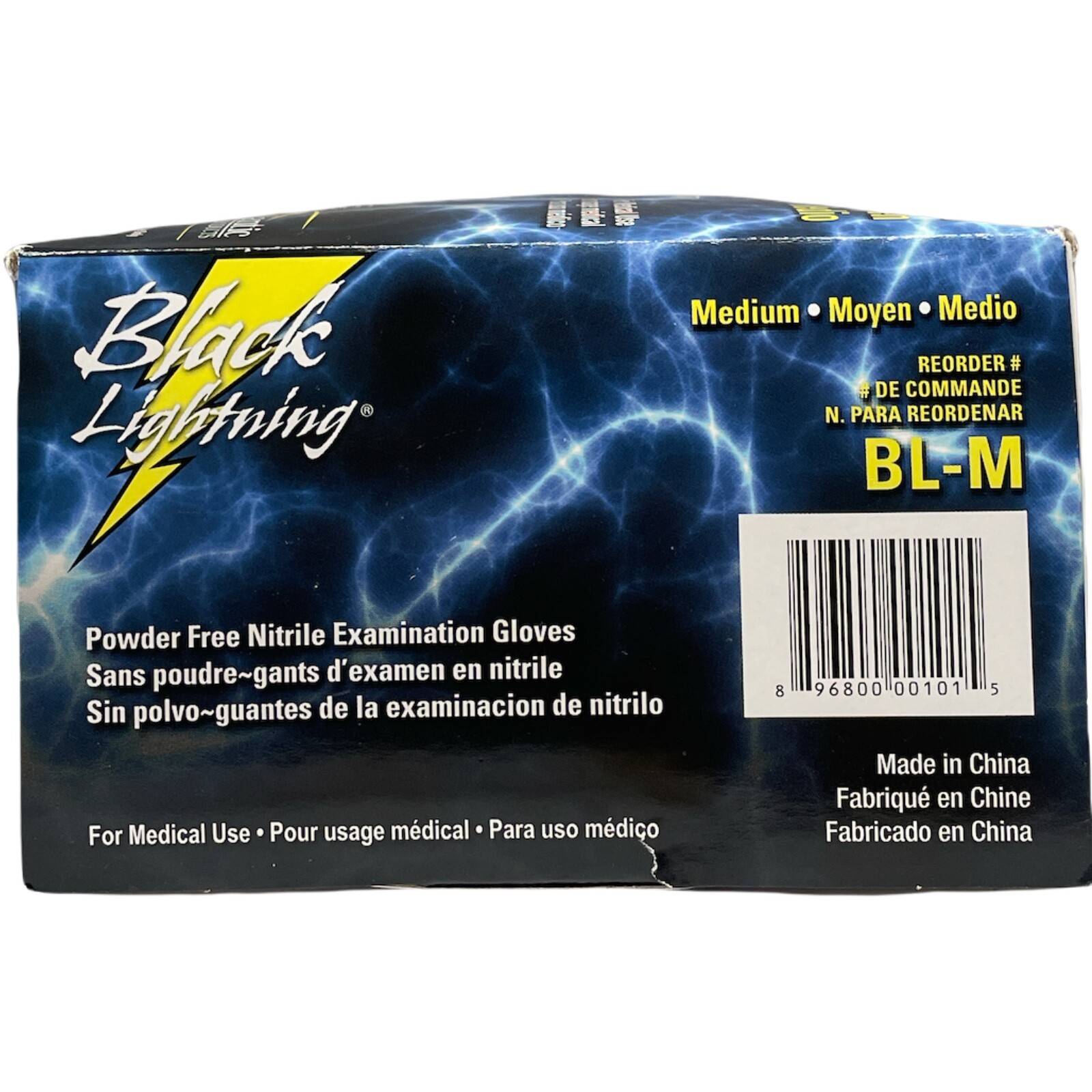 Nitrile Gloves Medium Black Lightning 6 Mil Powder Free Strech Textured Box 100