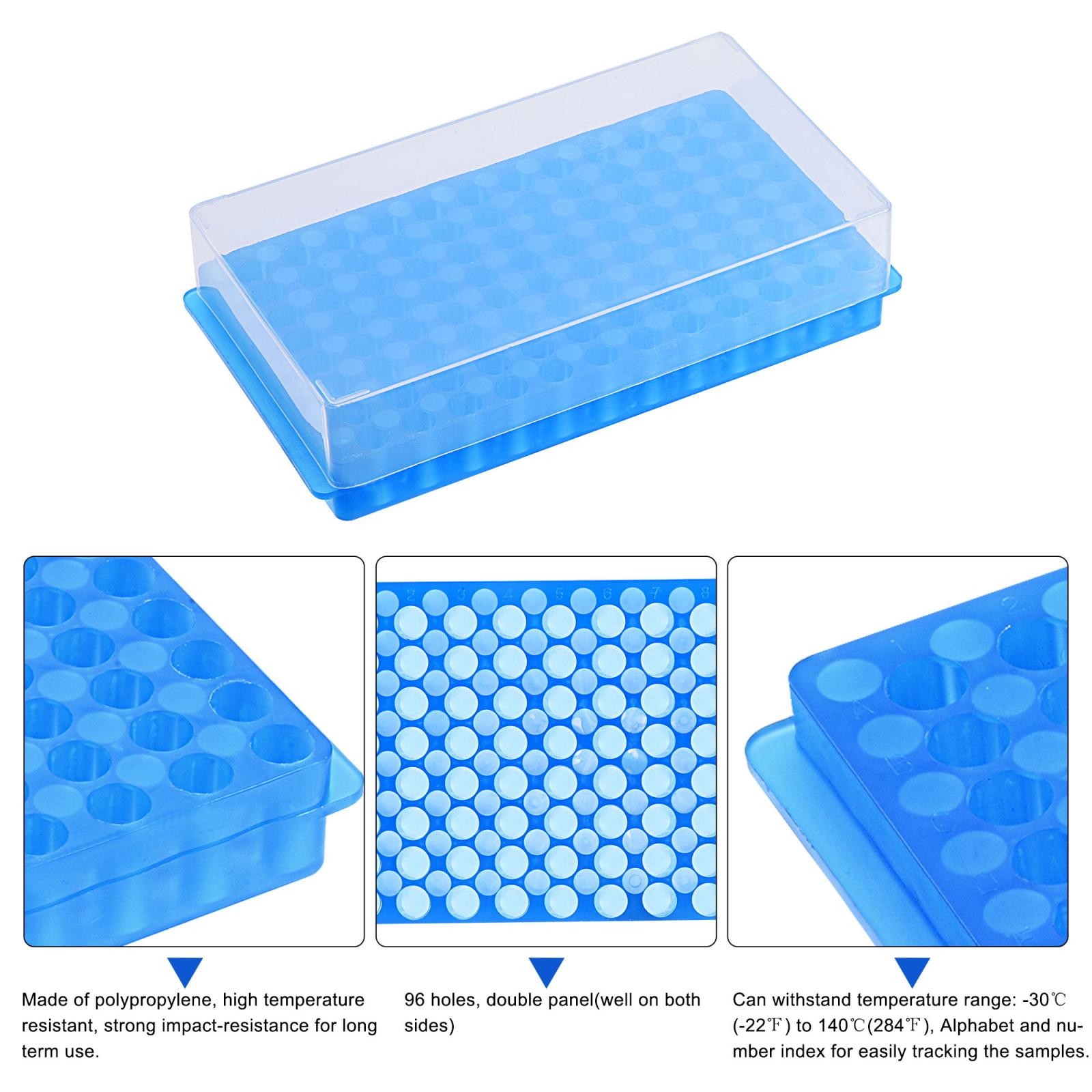 96-Well Double Panel Plastic Centrifuge Tube Rack 10.5mm/8.5mm Hole Dia with Lid