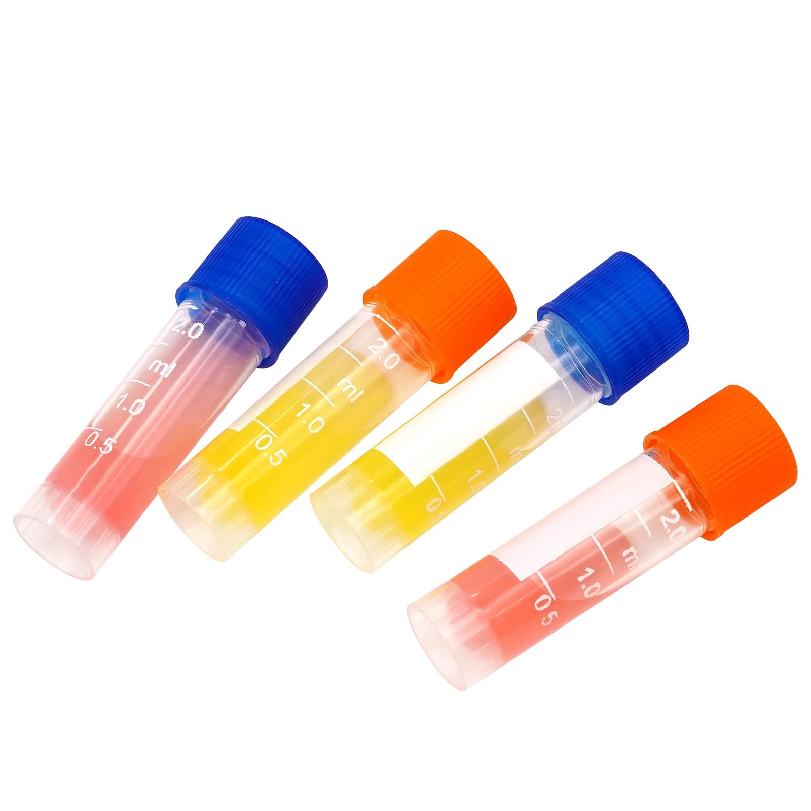 NAOEDEAH 100 Pcs 2ml Plastic Vials with Caps – Lab & Test Blue, Orange