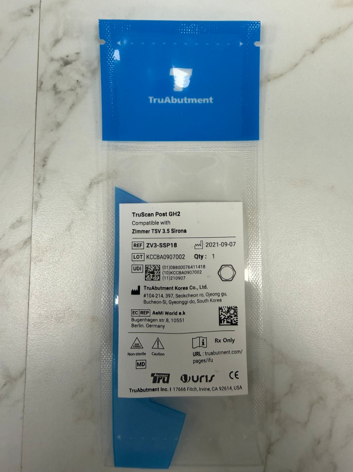 TruAbutment TruScan Post Kit Compatible with Zimmer TSV 3.5 Sirona ZV3-SBCASE