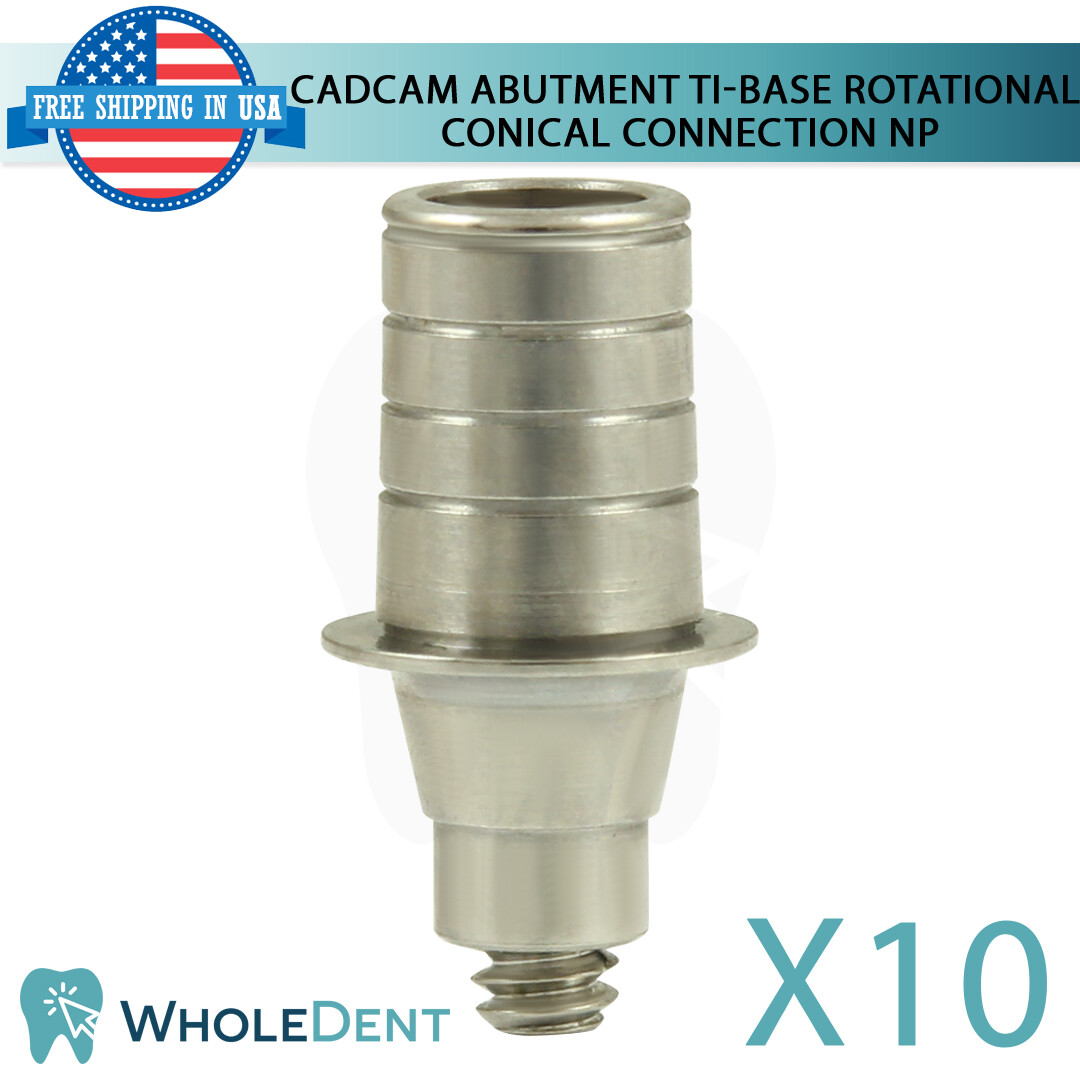 10x Dental Rotational Ti-Base CAD/CAM Narrow Platform NP Int Hex 2.25mm