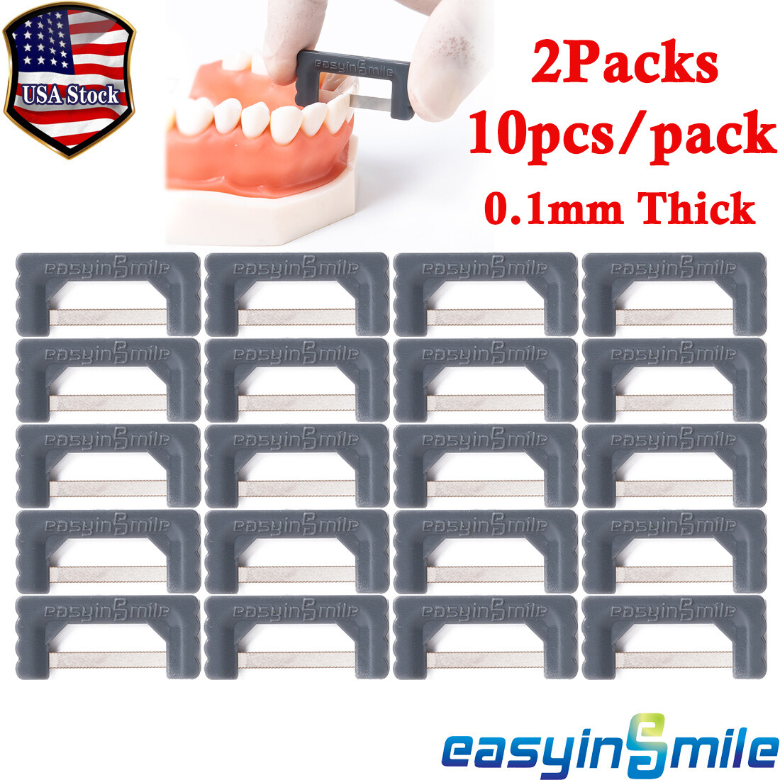 20Pcs Dental IPR Saw Strips 0.1MM THK Orthodontic Interproximal Reduction Kits