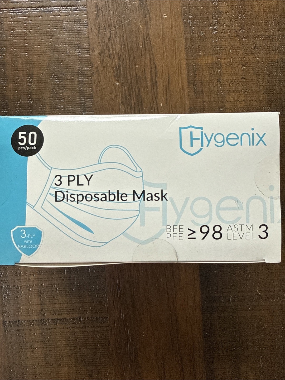 Hygenix Level 3 Procedure 3Ply Disposable Face Masks – ≥98% Filtration 50 Pack