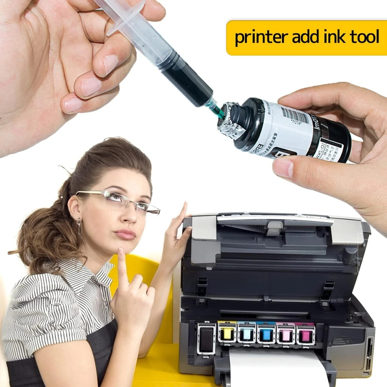 Glue Applicator Syringe with Blunt Tip Needle and Cap for Liquid Glue Ink Pe