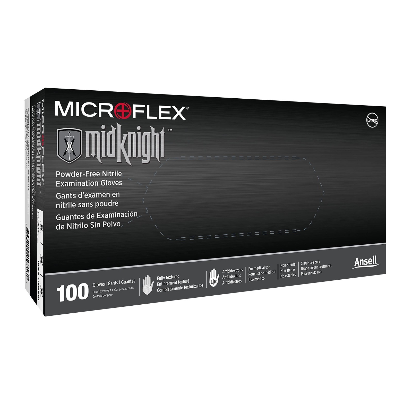 Ansell Microflex Midknight Mk-296 Exam – Xl Black Of 100 Mk-296-Xl