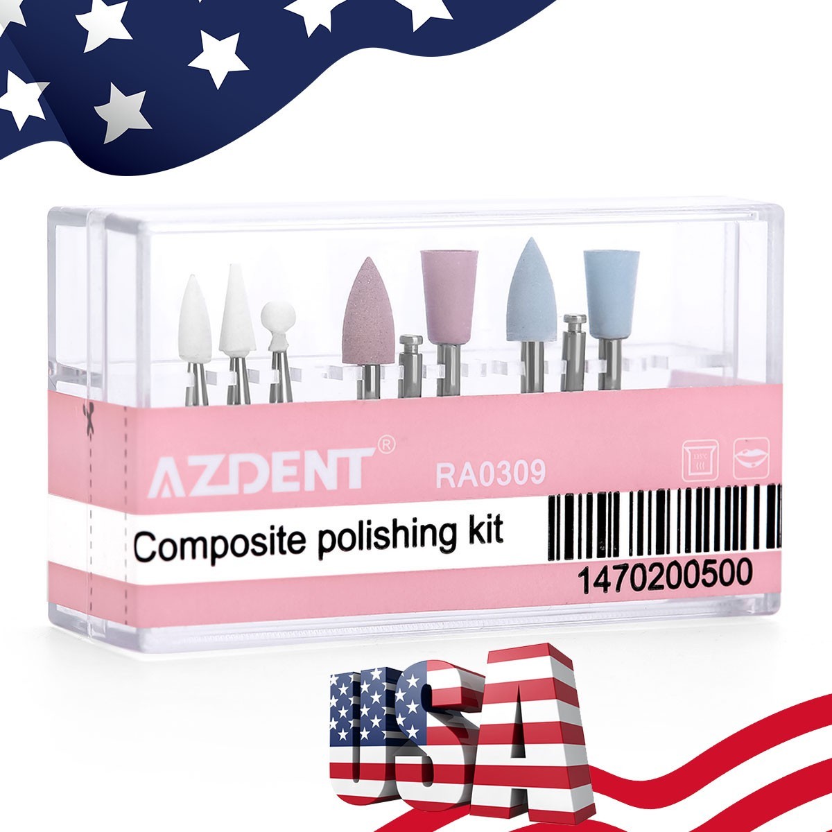 AZDENT Dental Light-Curing Resin Polishing Set Ceramic Silicon Rubber Dia.2.35mm