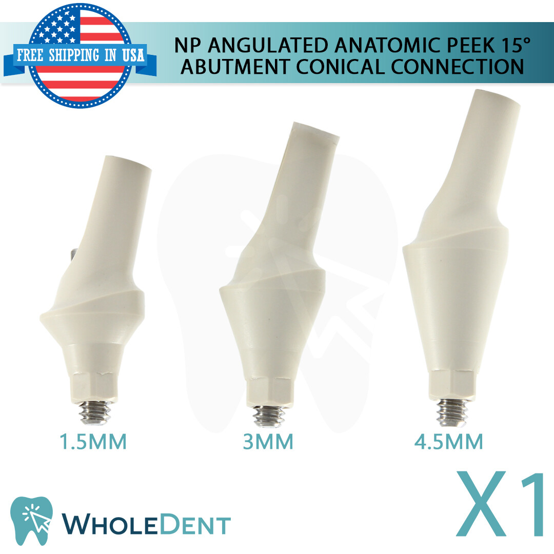 1X NP Conical Connection Angulated Anatomic PEEK Abutment 15° Dental Prosthetic
