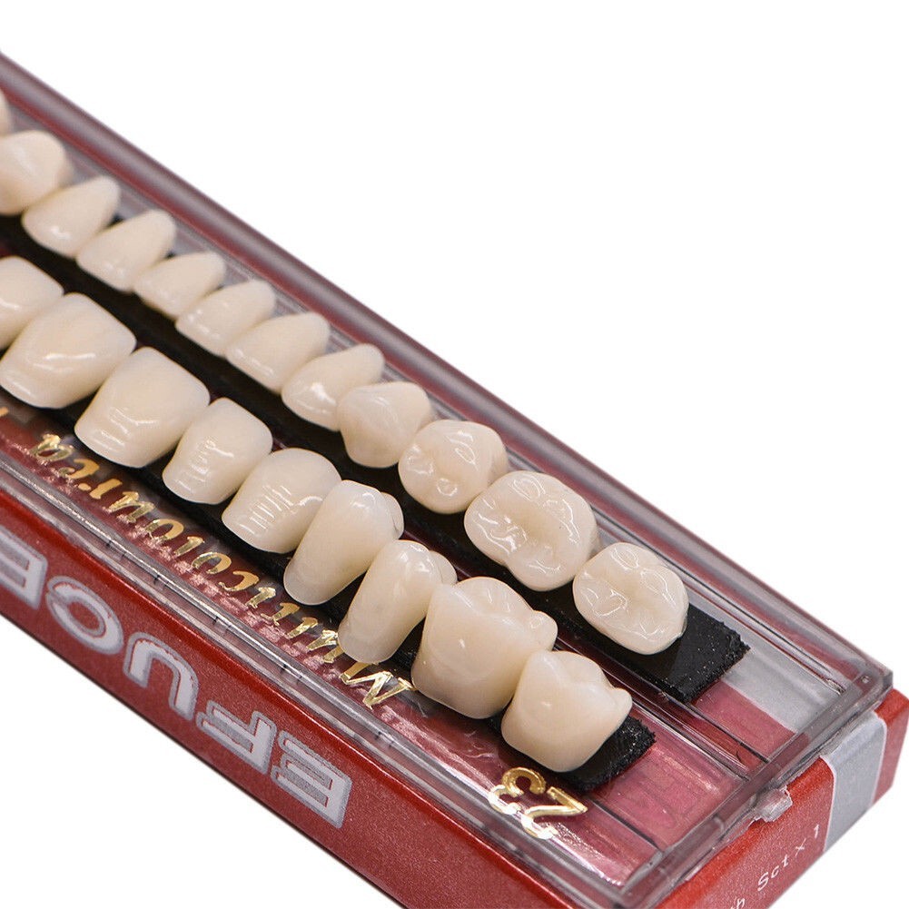 28 Pcs Dental Denture Acrylic Temporary Crown Resin Full Teeth Upper Tool A2/A3