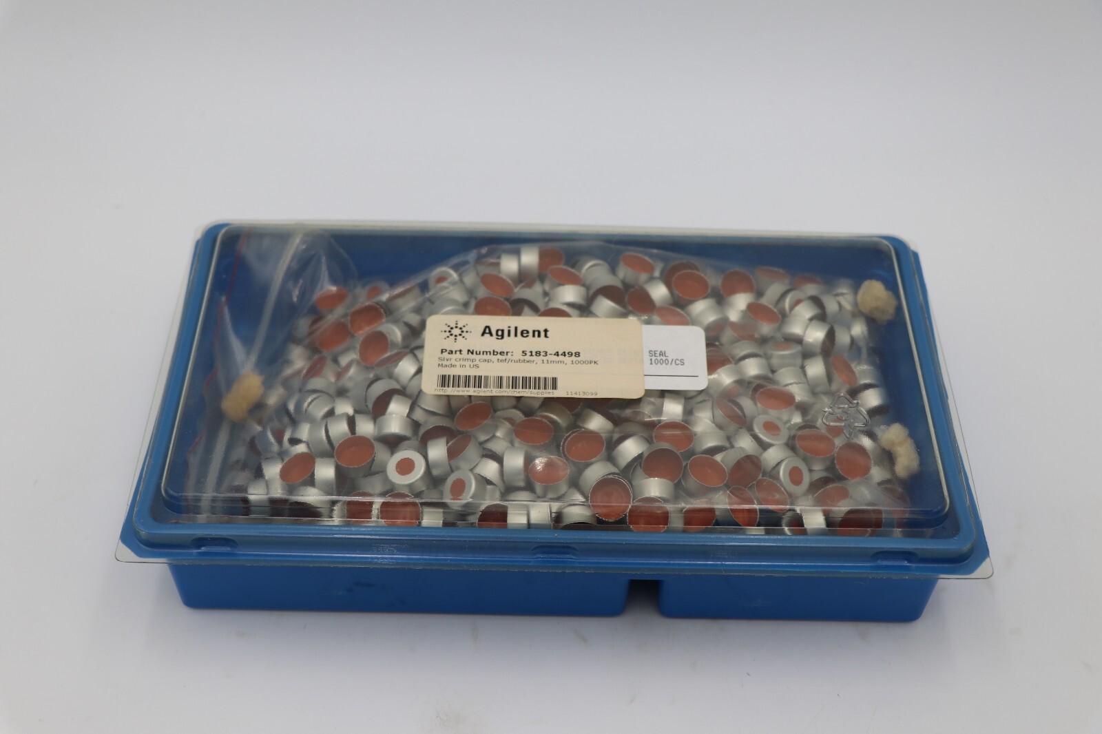 Agilent Technologies 5183-4500 11mm Crimp Cap PTFE/Red Rubber Septa 1000/ct