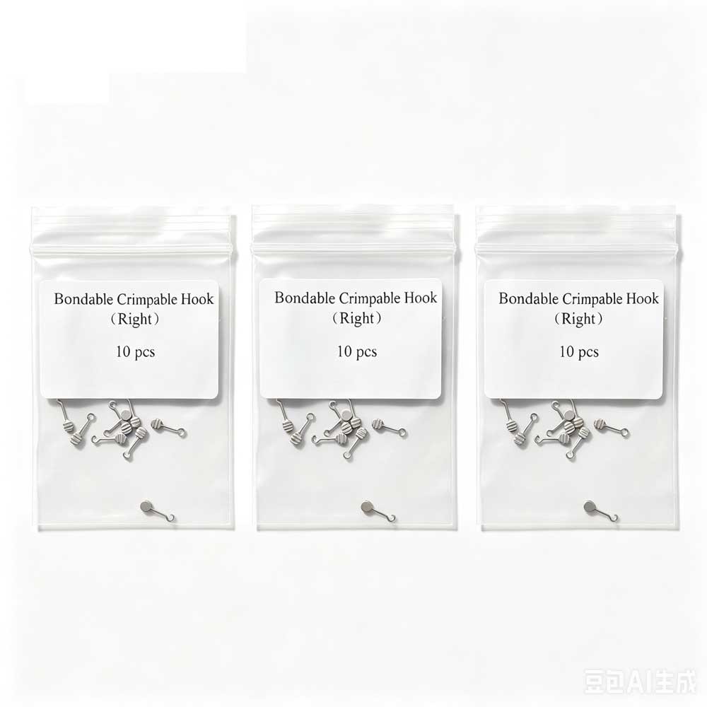 10 Pieces Bondable Sliding Crimpable Hook Long Curved 10Pcs/pack Left Right