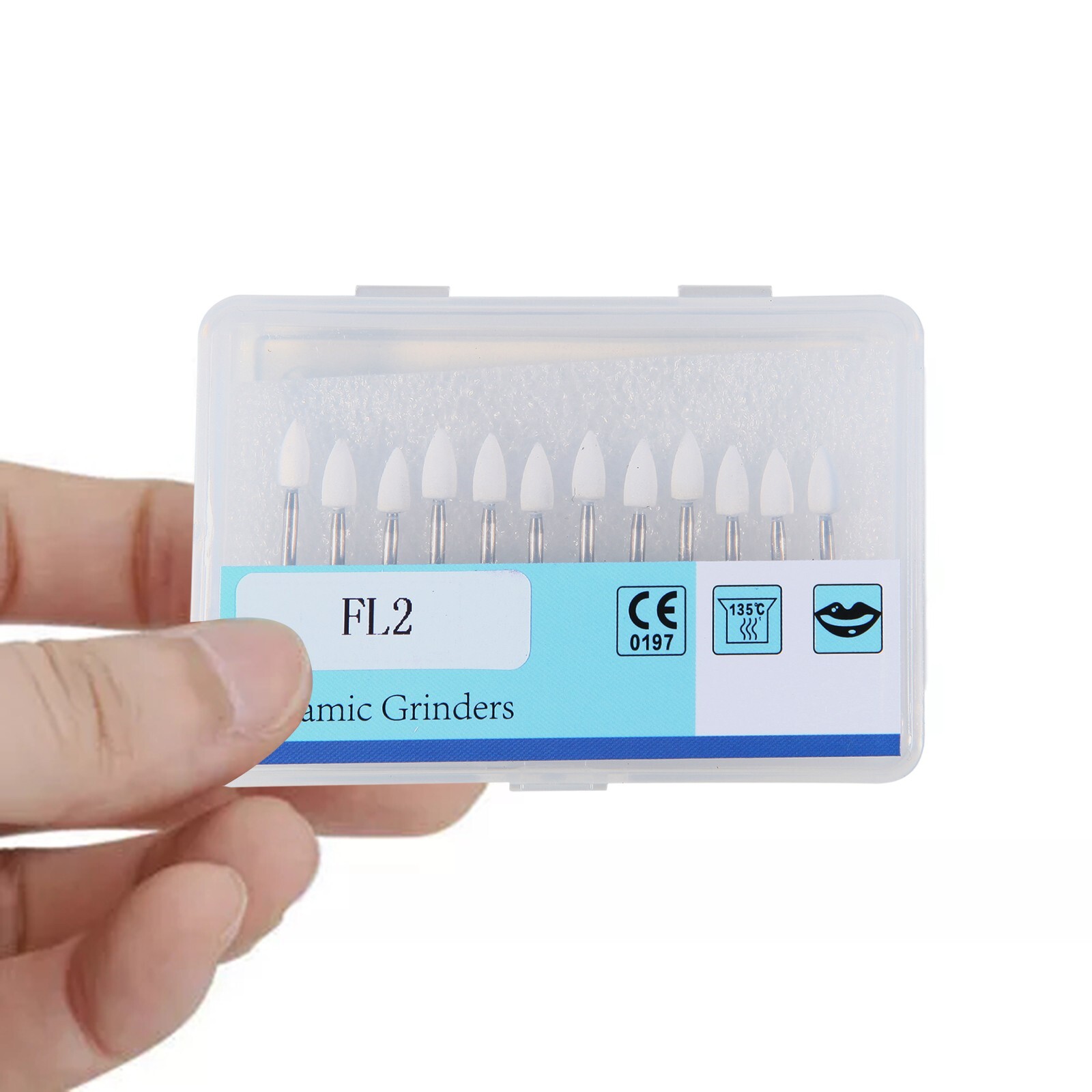 Dental Flame White Stone Polishing FG Burs FL2 Abrasion Point Bur 12Pcs/Pack