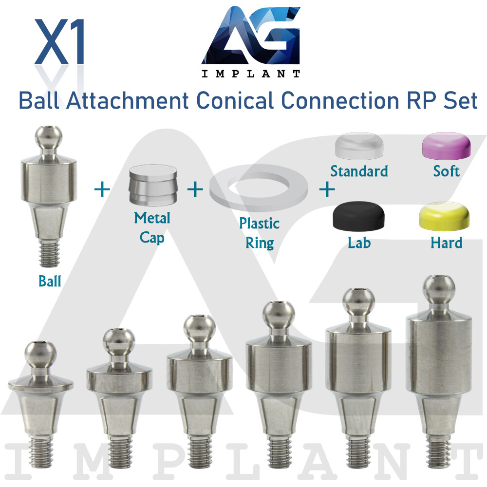 Ball Attachment Prosthetic Set RP Conical Connection Titanium Dental Fixture
