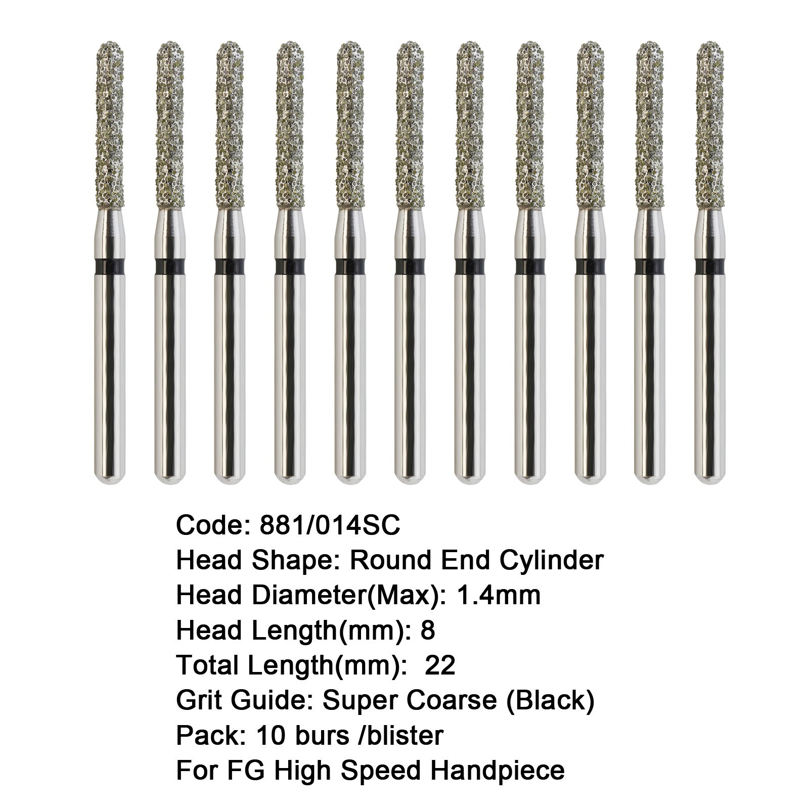 Dental Diamond Burs FG Round Ball Taper Bur 368 801 850 856 Long Surgical Burr