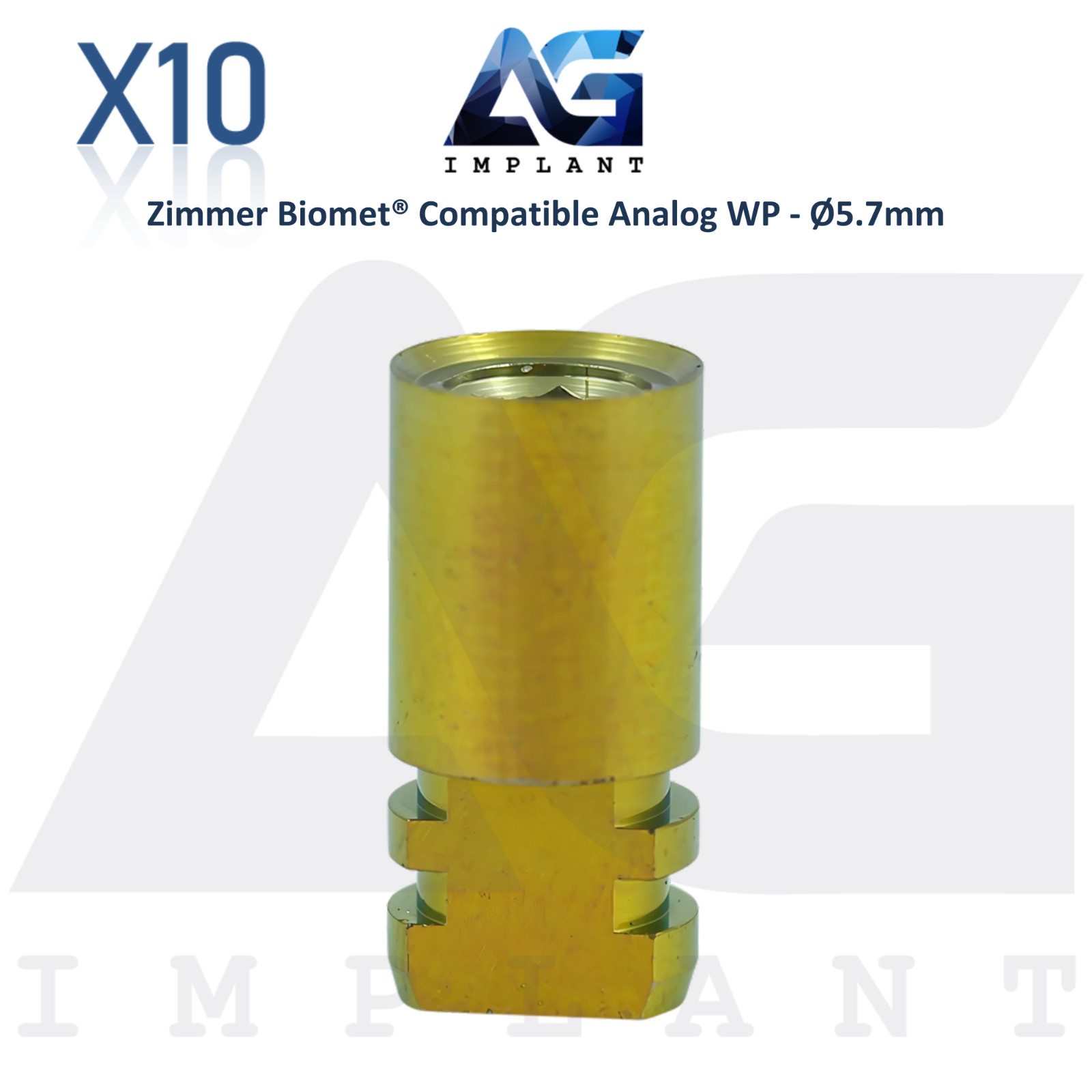 10 Zimmer Biomet® Compatible Fixture Analog WP Ø5.7mm Int Hex 3.0mm Dental