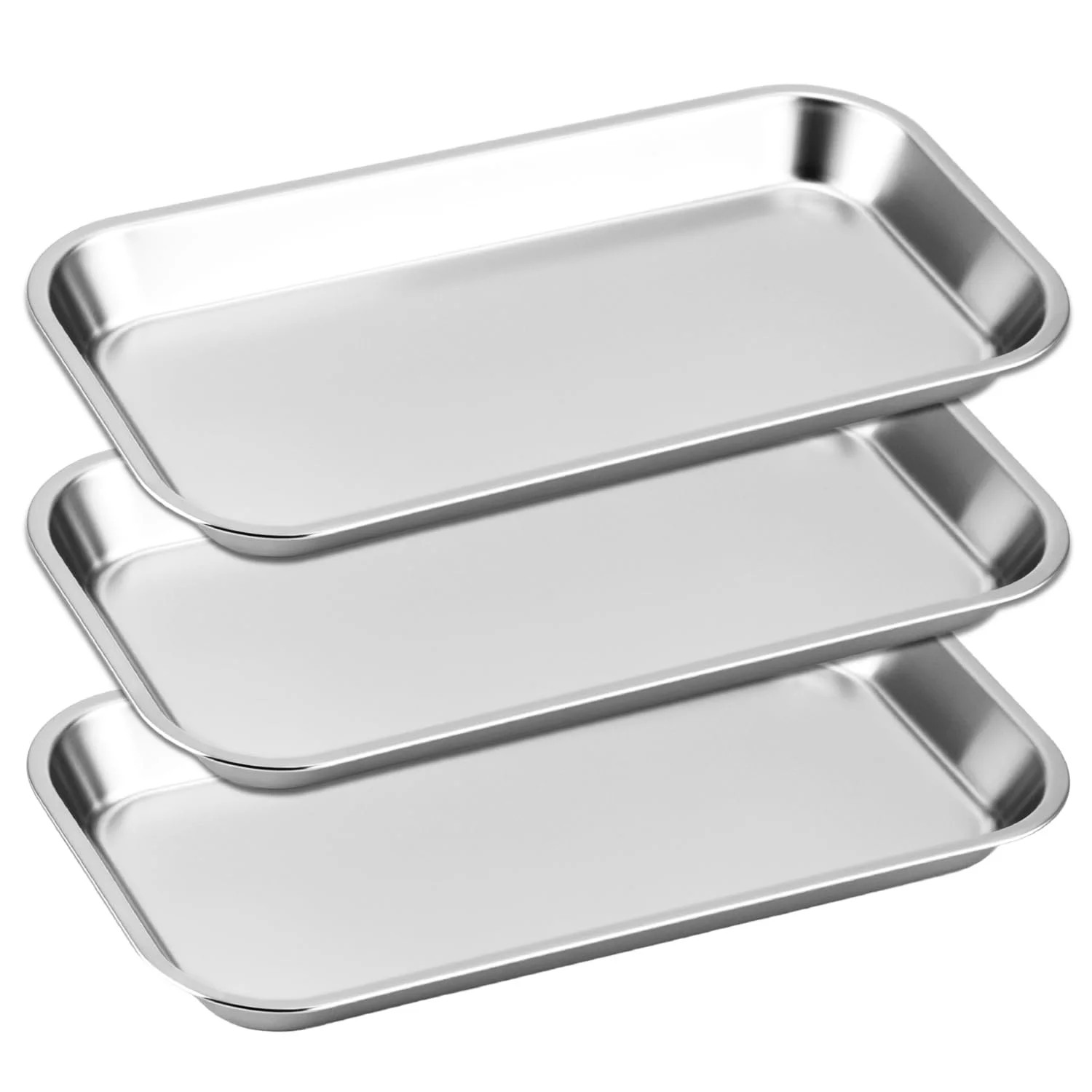 Lab Instrument Tools, 3 Pack Stainless Steel Lab Science Supplies Tray, Salon To