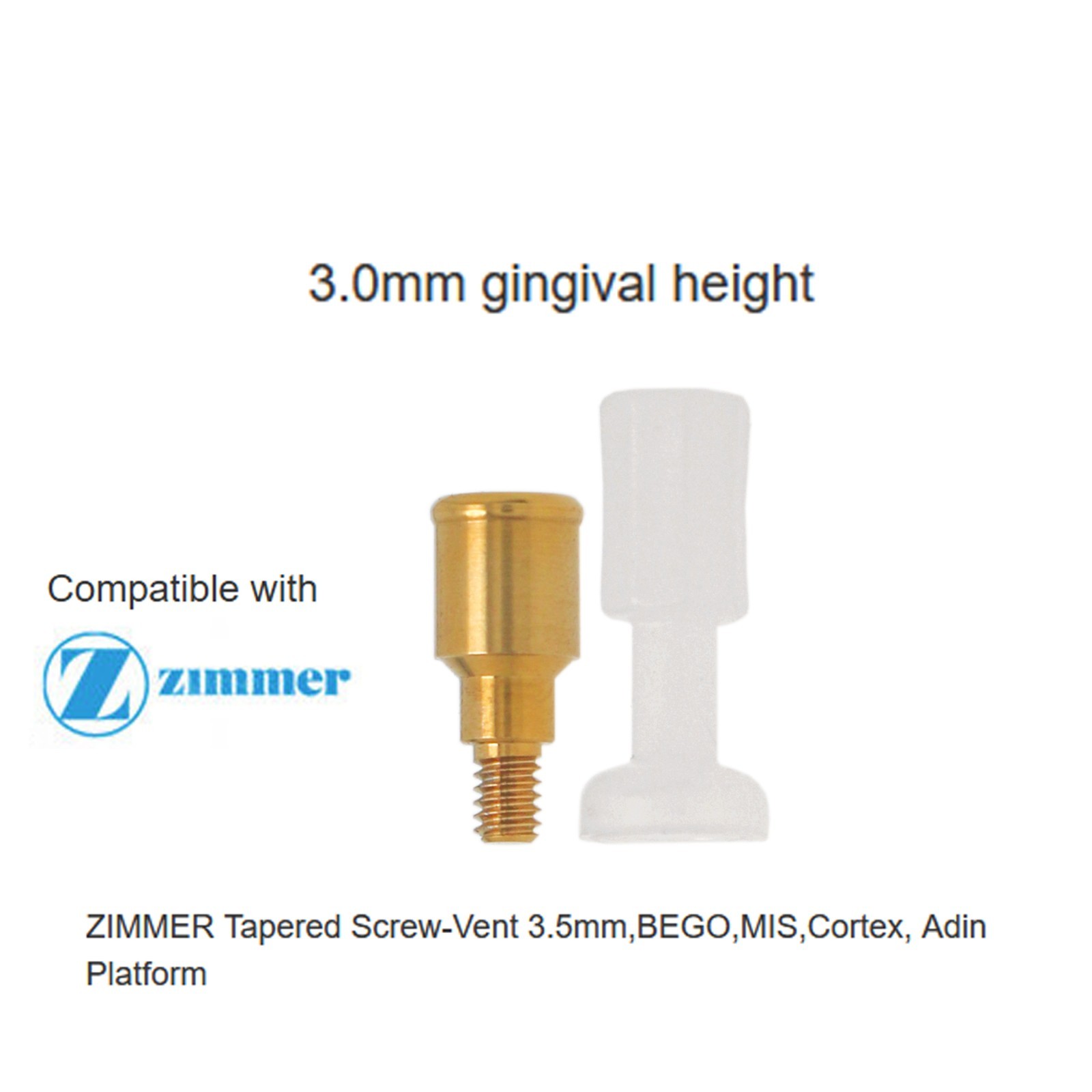 Locator Overdenture Abutment Fit Zimmer Screw-Vent 3.5mm Implant Retention Cap