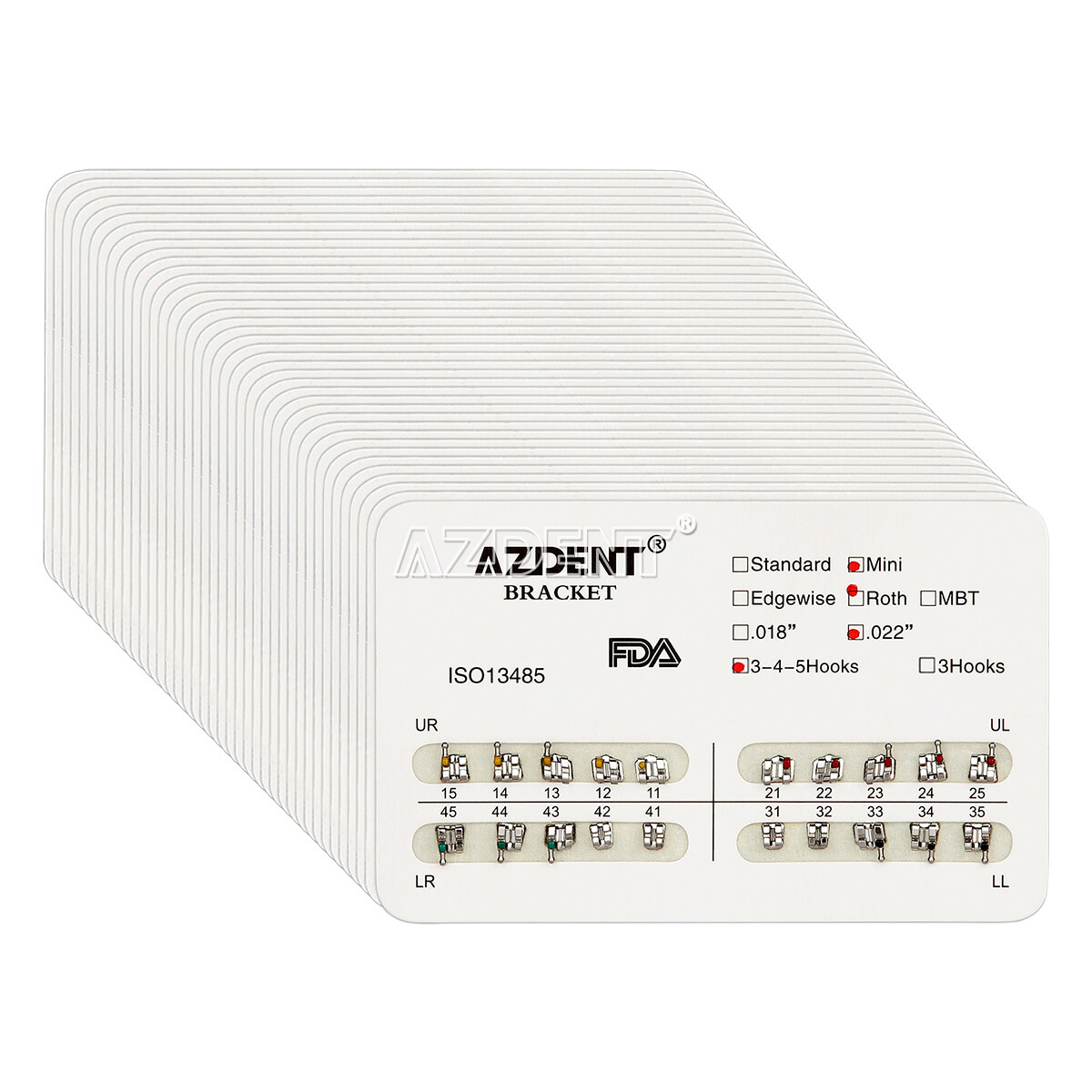 US 20Pzas Dental Ortodoncia Soportes de Frenos Mini Roth 022 3-4-5Ganchos AZDENT