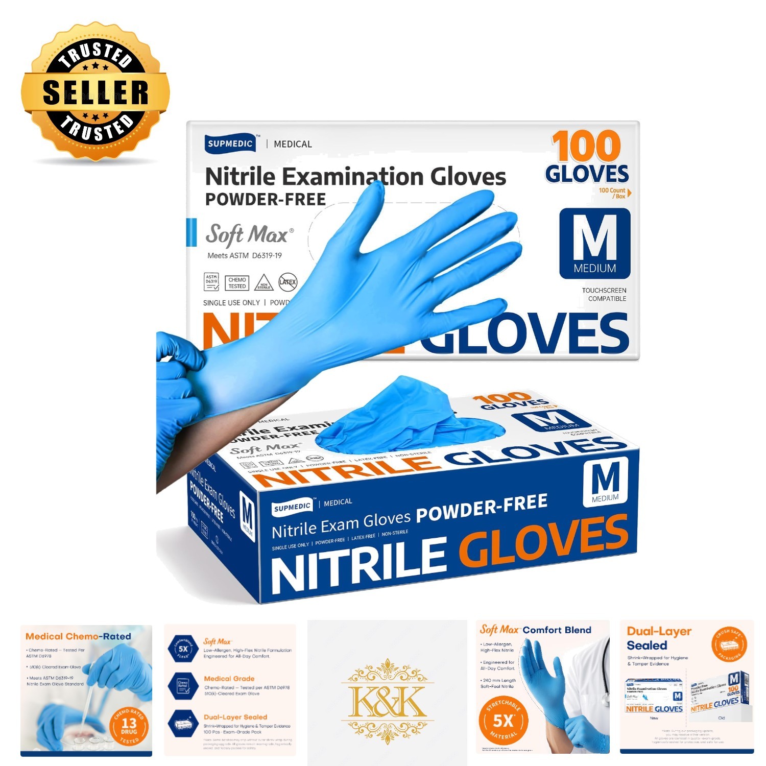 Soft Max Nitrile Gloves, 100 Count – Medical-Grade, Extra-Thick, Reliable Fit