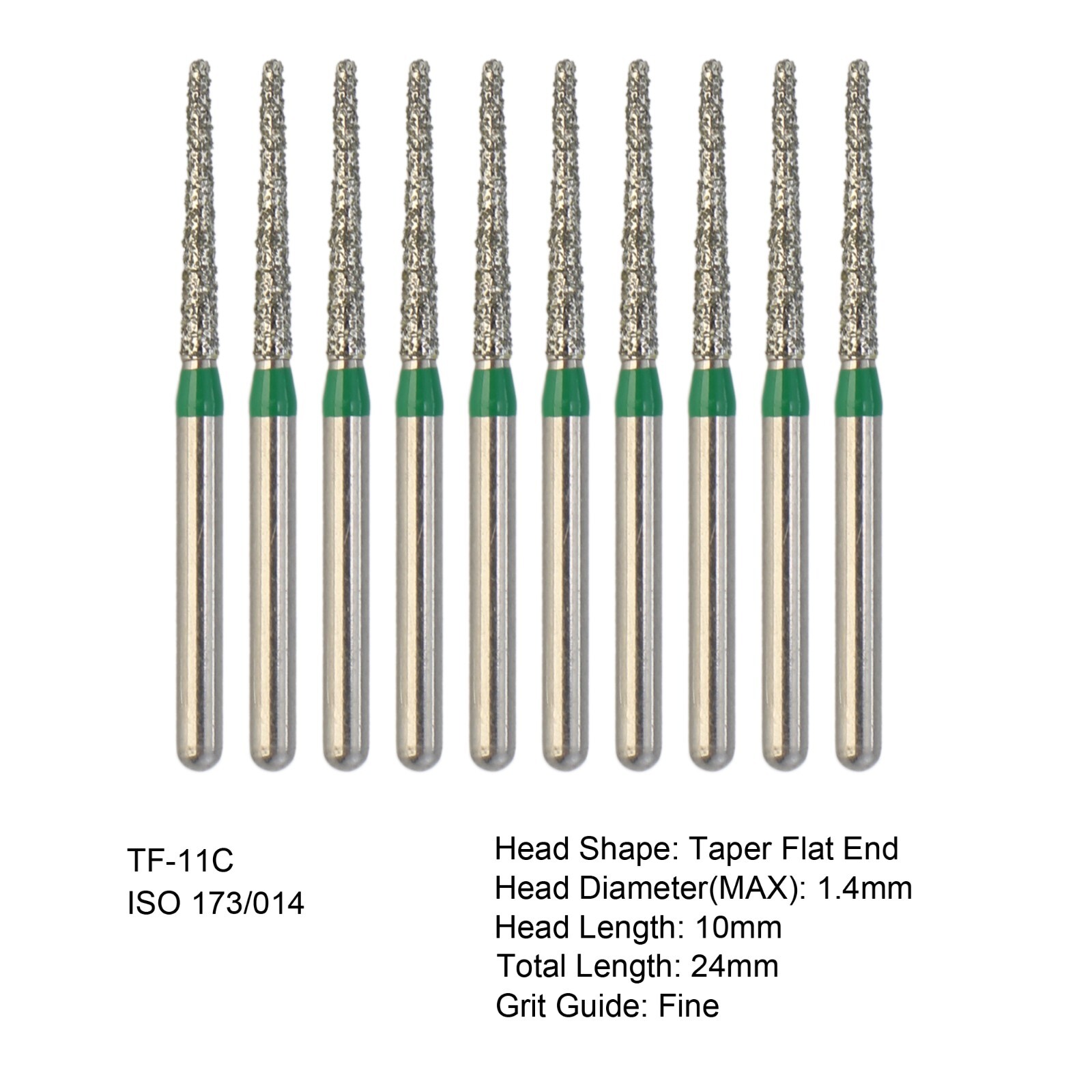 Dental Diamond Burs FG High Speed Taper Flat End Coarse Grit TF-11C ISO 173/014