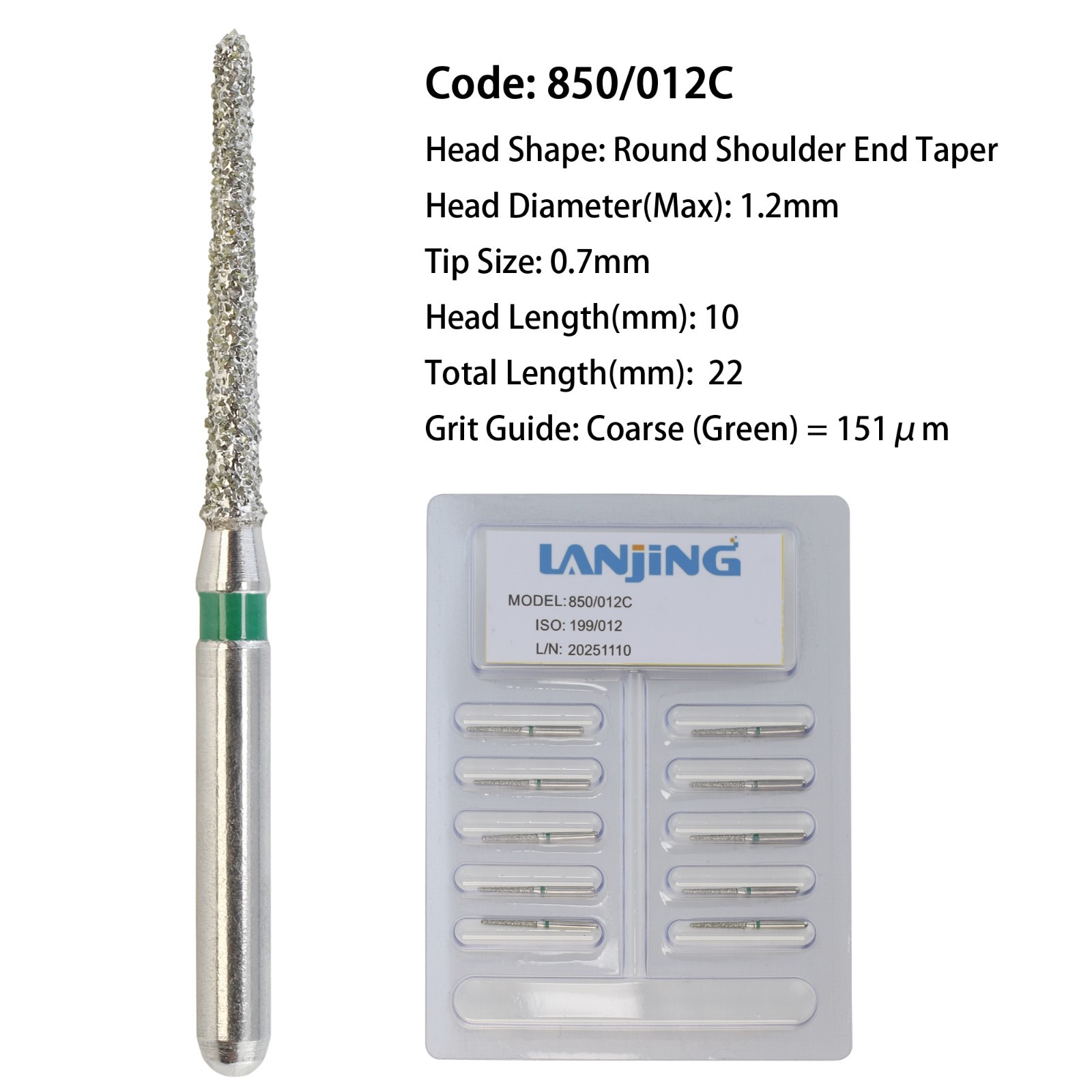 Dental Diamond Burs Pear 330 Ball Round End Taper FG High Speed 801L Surgical