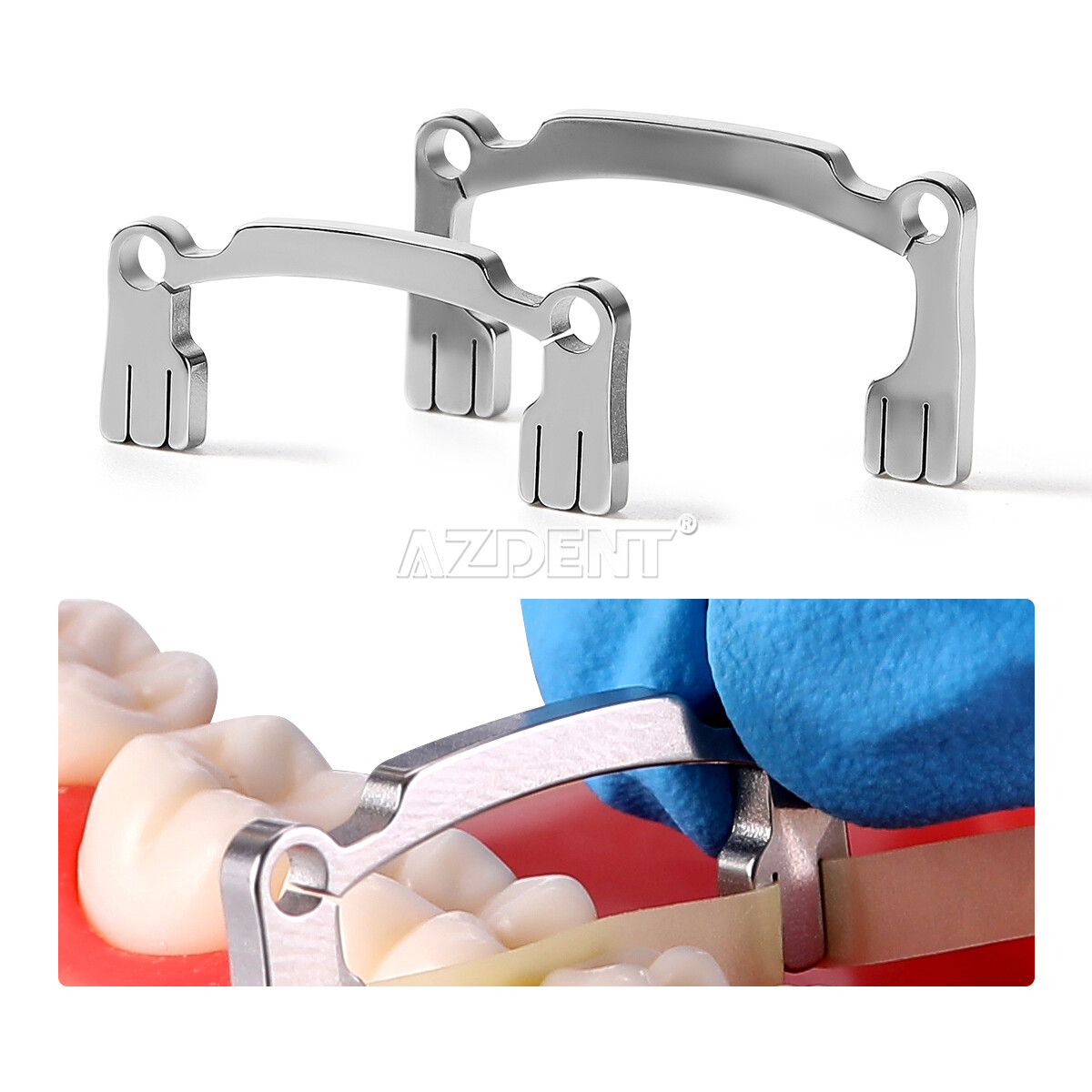 2Pcs Dental Polishing Strip Holder Low crown+High crown Metal Resin Polishing