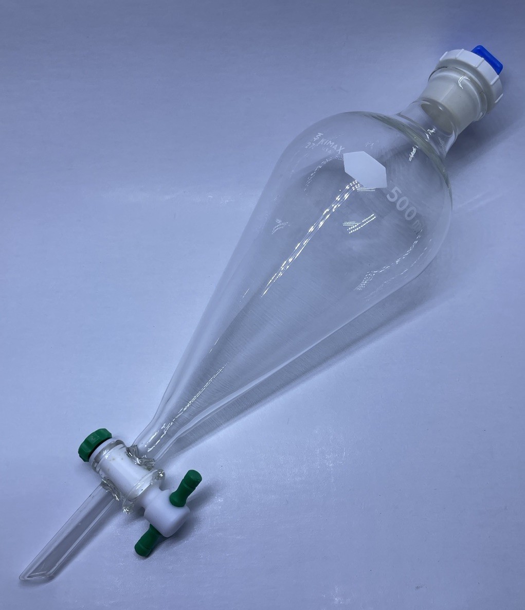 Kimax 500mL Glass Separatory Funnel with PTFE Stopcock & Screw Cap USA