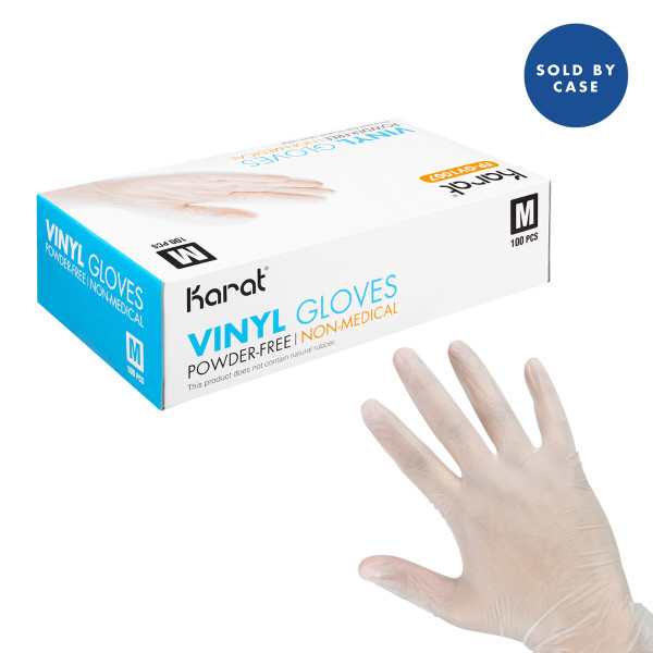 Karat Vinyl Powder-Free Gloves (Clear) – Medium – 1,000 ct, FP-GV1007