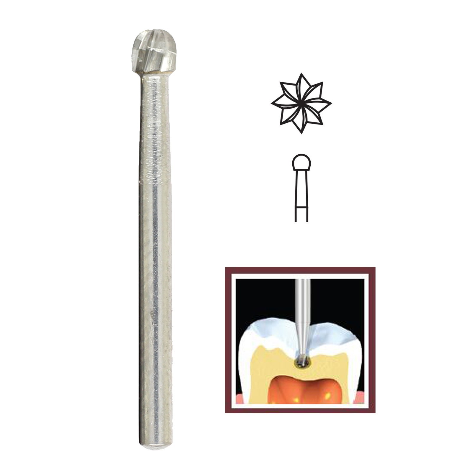 50pcs Dental Carbide Burs FG 8 Round Ball Friction Grip Bur High Speed Tungsten