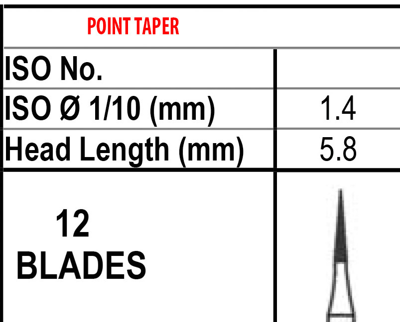 Beavers Carbide Burs 12BLADE TRIMMING & FINISHING 7612 Made in Canada T&F Bur