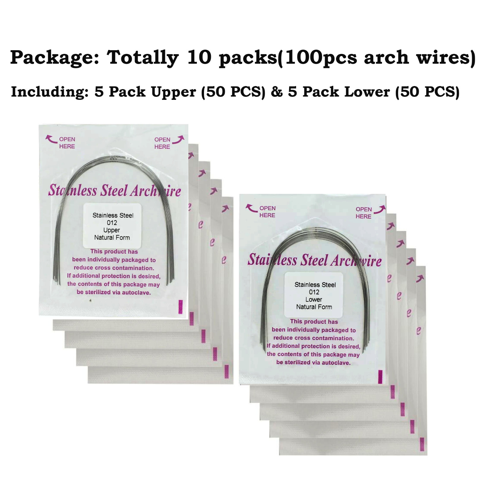 arcos de ortodoncia Orthodontic Arch Wire Stainless Steel Round Natural 100PCS