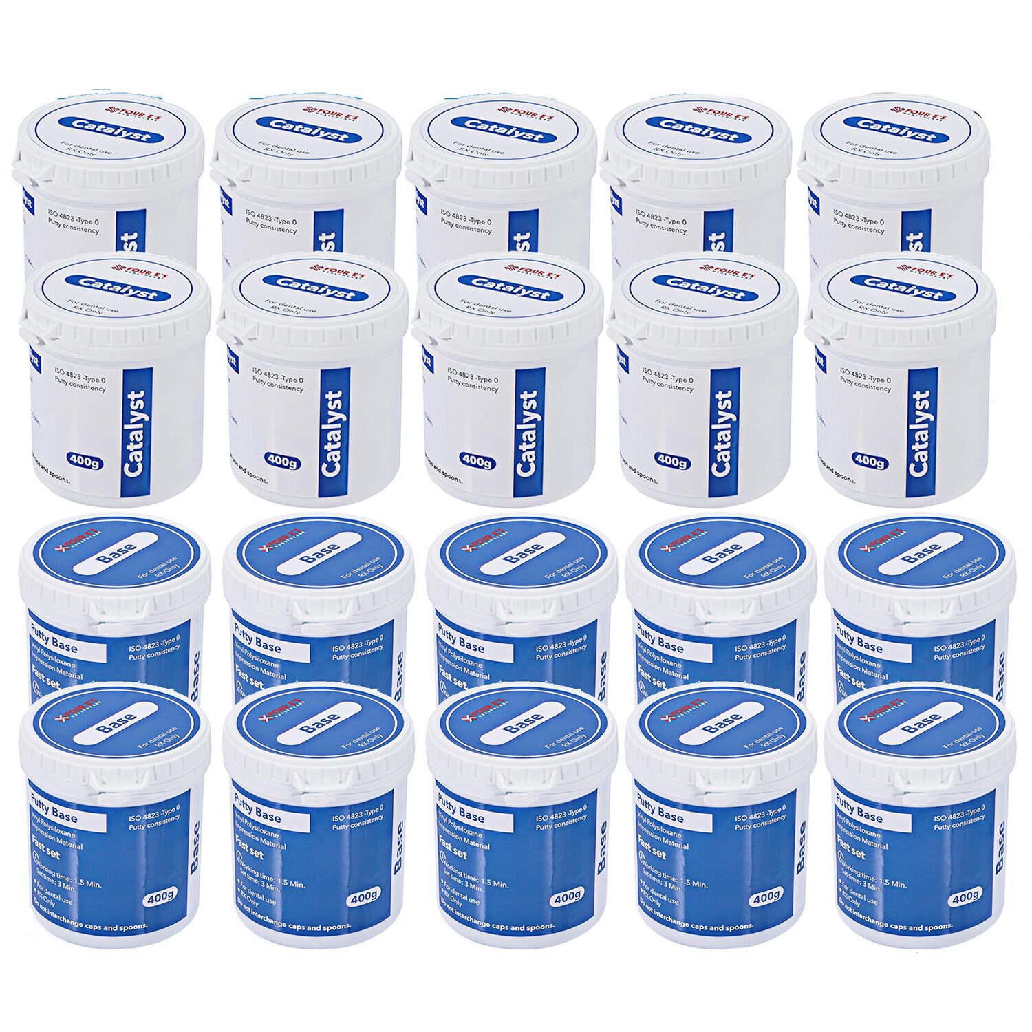 20x 400g (Base+Catalystst) Dental Putty Fast Set PVS VPS Impression Silicon USA