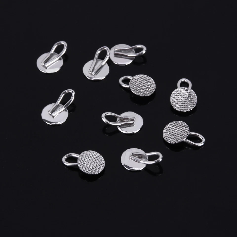 dental Orthodontic Lingual Buttons Traction Hook Round Mesh Base 10pcs/pack
