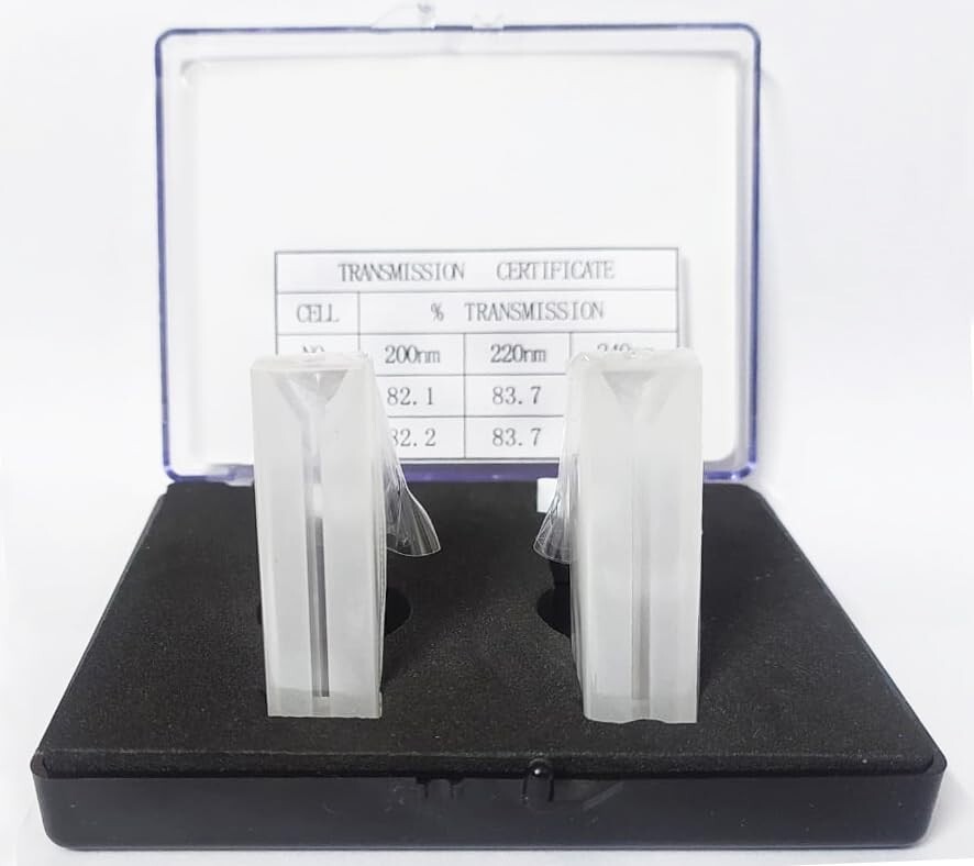 Q-254 Fused Micro Quartz Cuvette Spectrometer Frosted White Wall with Lid Vol1ml
