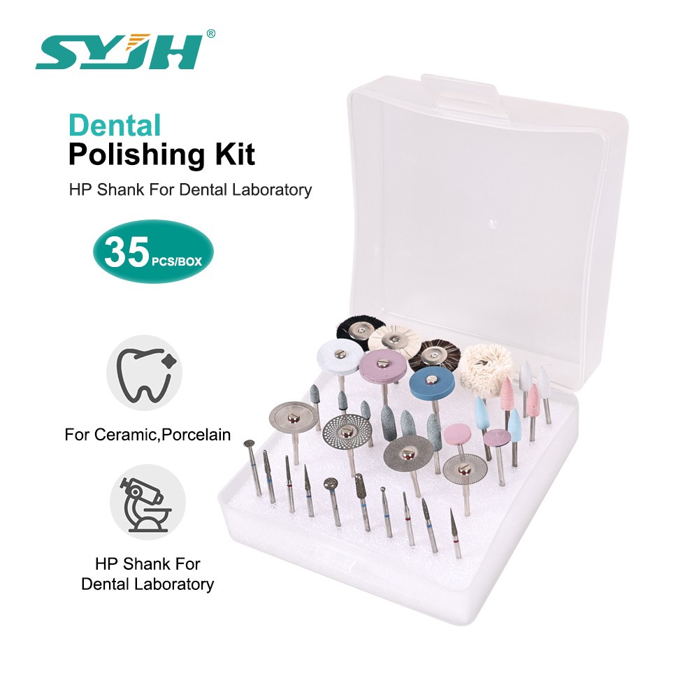 35PCS/Set Dental HP Polishing Kit 2.35mm for Ceramics Low Speed Polisher Brushes