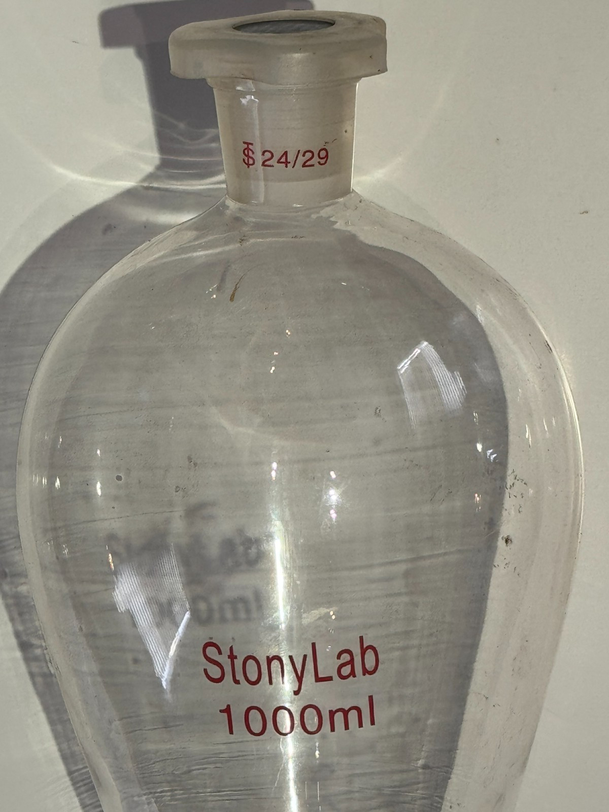 Stonylab Conical Separatory Funnel w/Plastic Stopper & PTFE Stopcock, 1000ml
