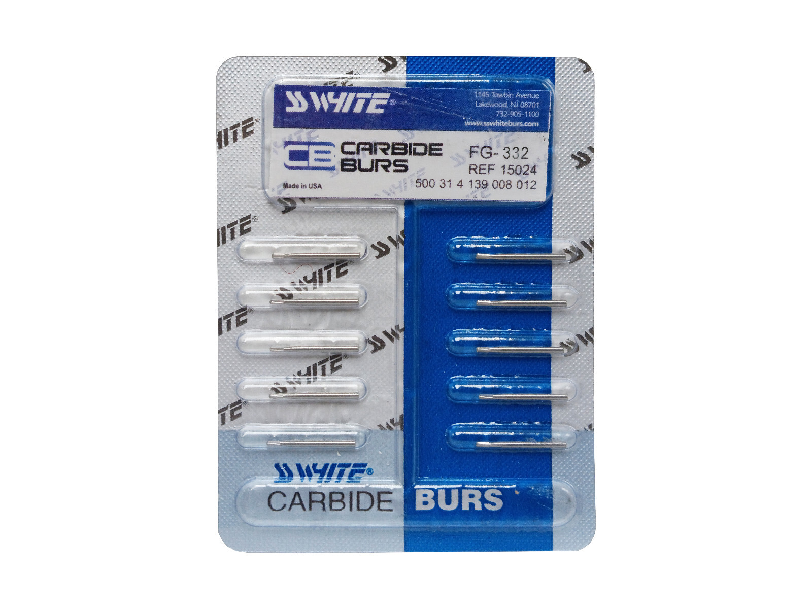 SS White BUR CARBIDE FG 332 10 Pack