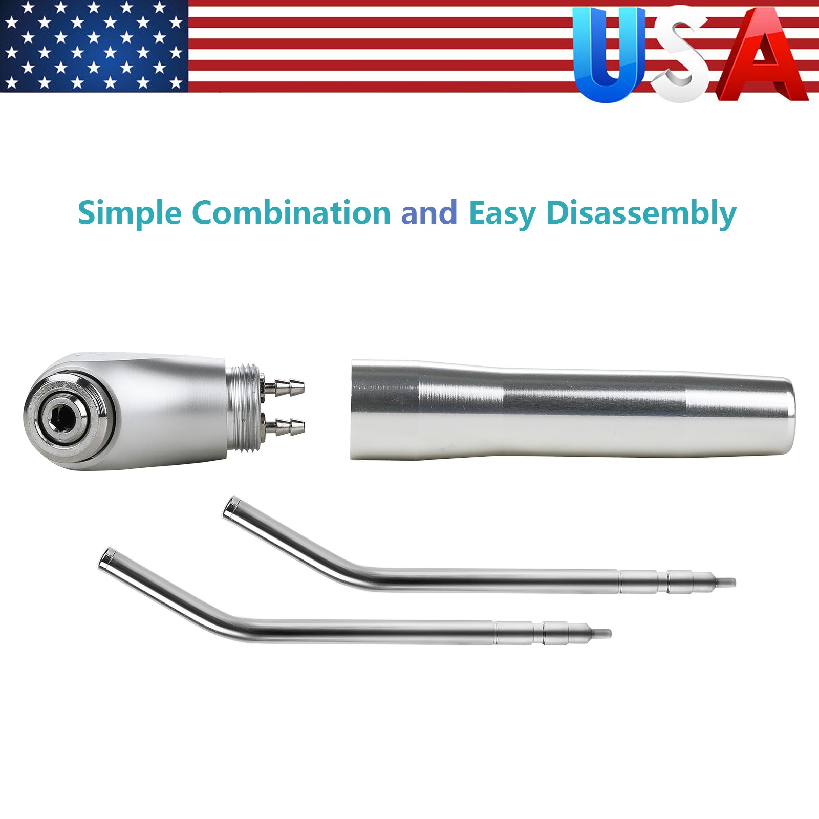 Dental Air Water Spray Triple Syringe Solid Alloy /Plastic Nozzles/Tips/Tubes US