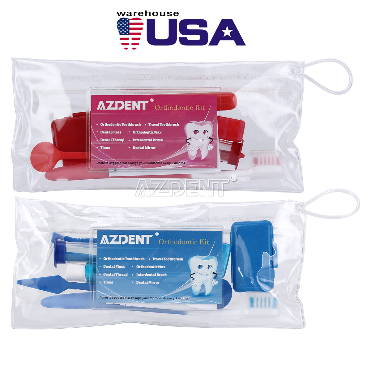 US Ortodoncia Dental Cuidado de Limpieza de Viaje Cepillo Hilo Oral 8pzas/ Caja