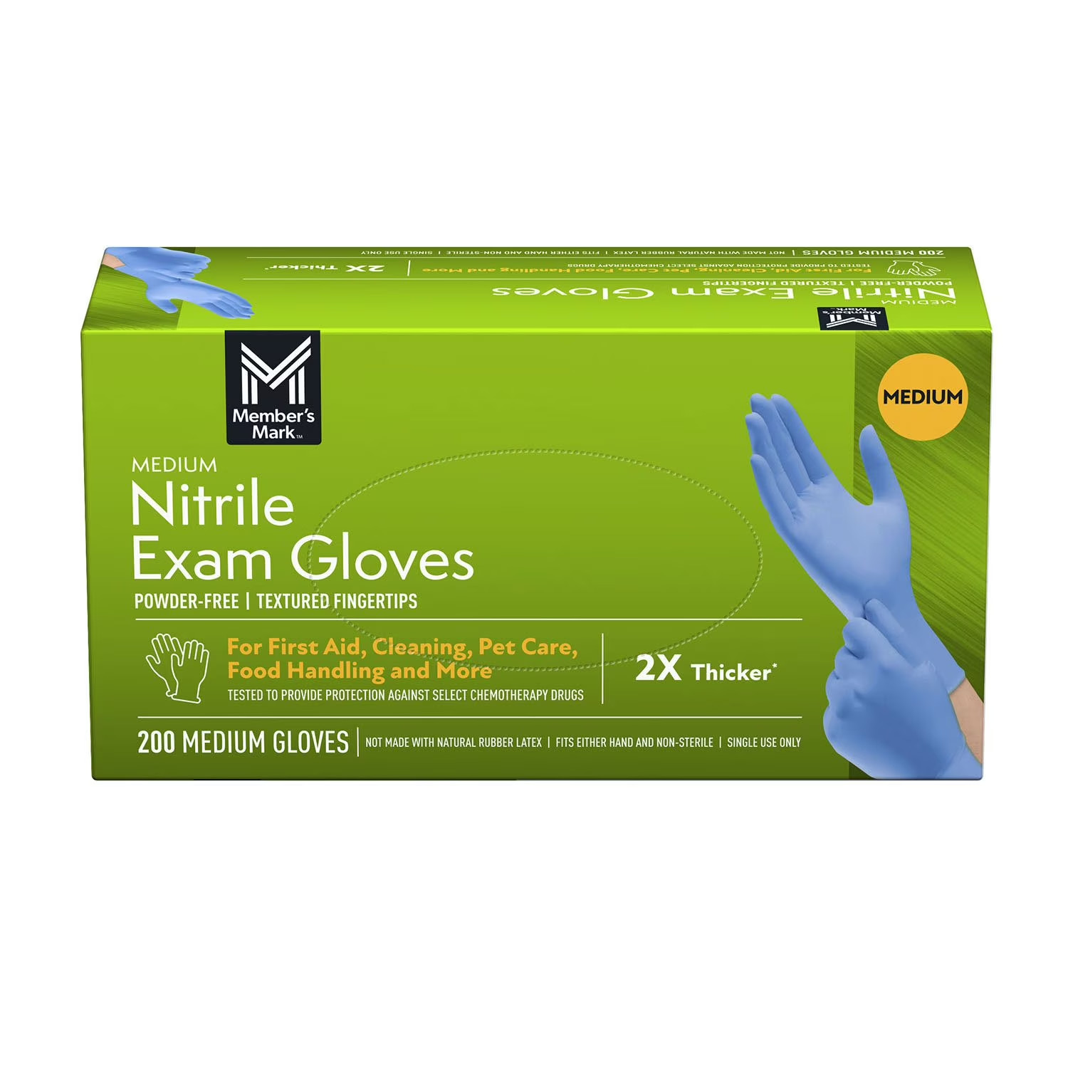 Member’s Mark Medium Size Nitrile Exam Gloves 200 Count Powder Free BLUE