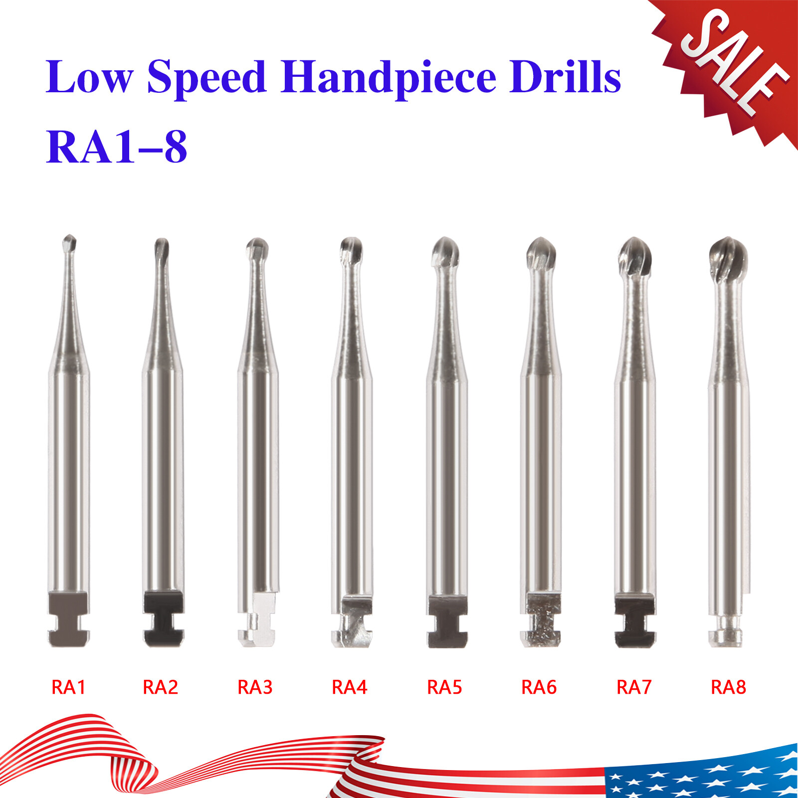 SKYSEA Round Carbide Bur for Slow Speed Latch RA1-8 Taper Fissure Dental