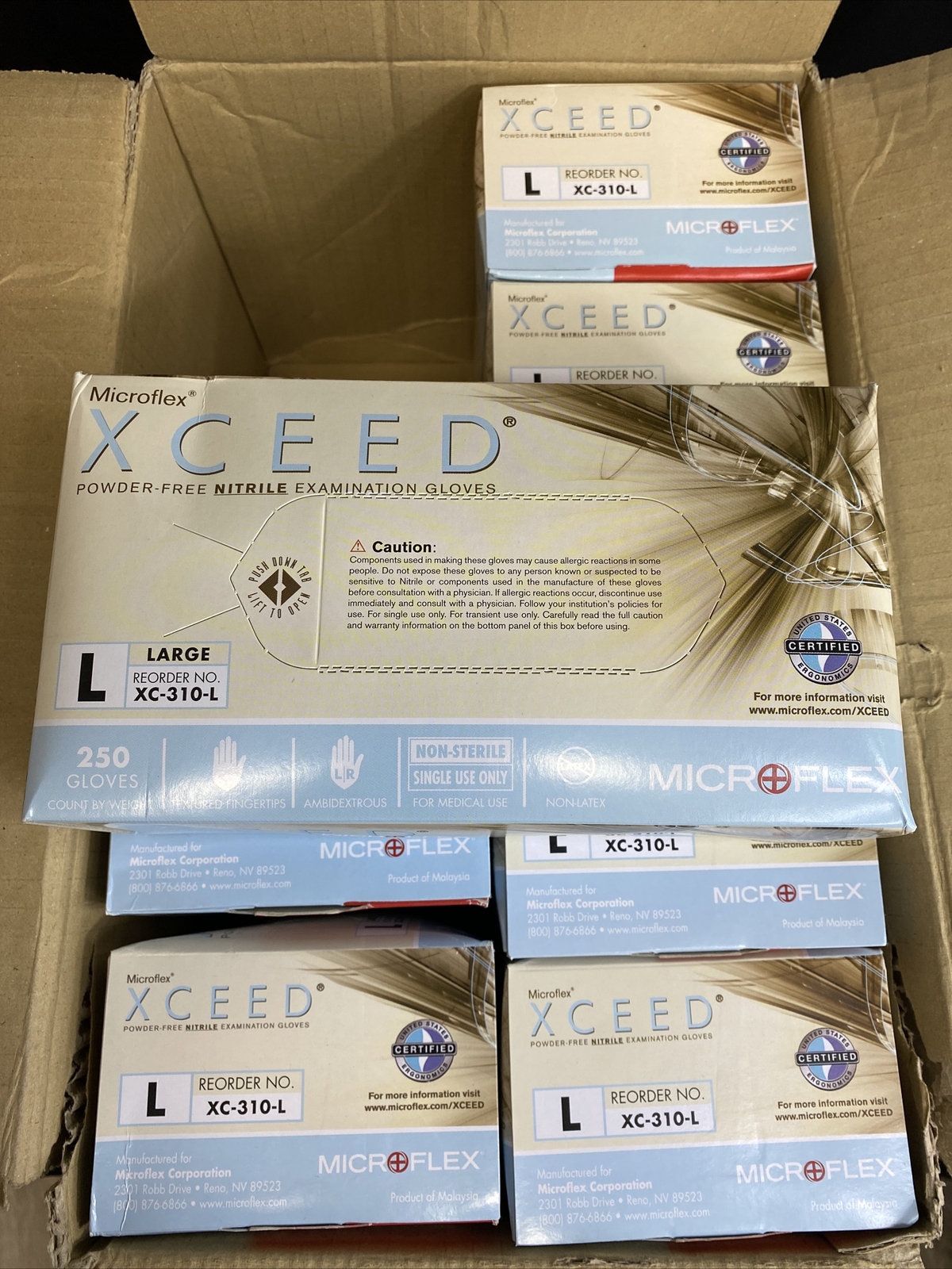 Microflex Nitrile Gloves Large 6 Boxes with 250 Gloves Each