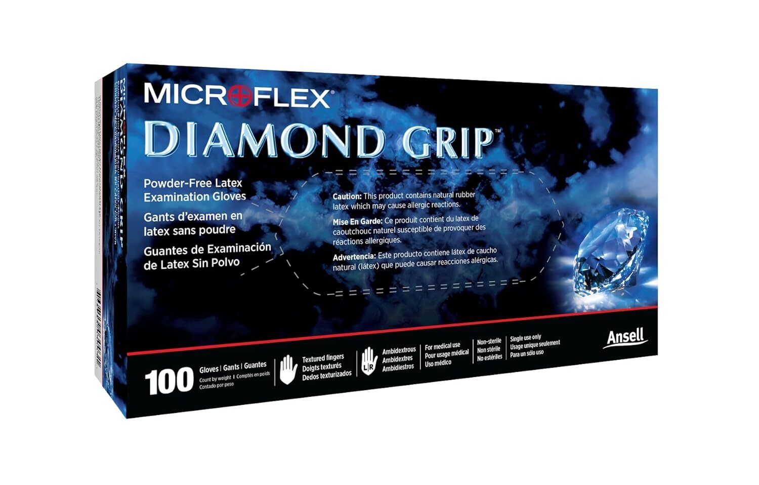 Microflex Diamond Grip MF-300 Disposable Latex Gloves Case of 1000)