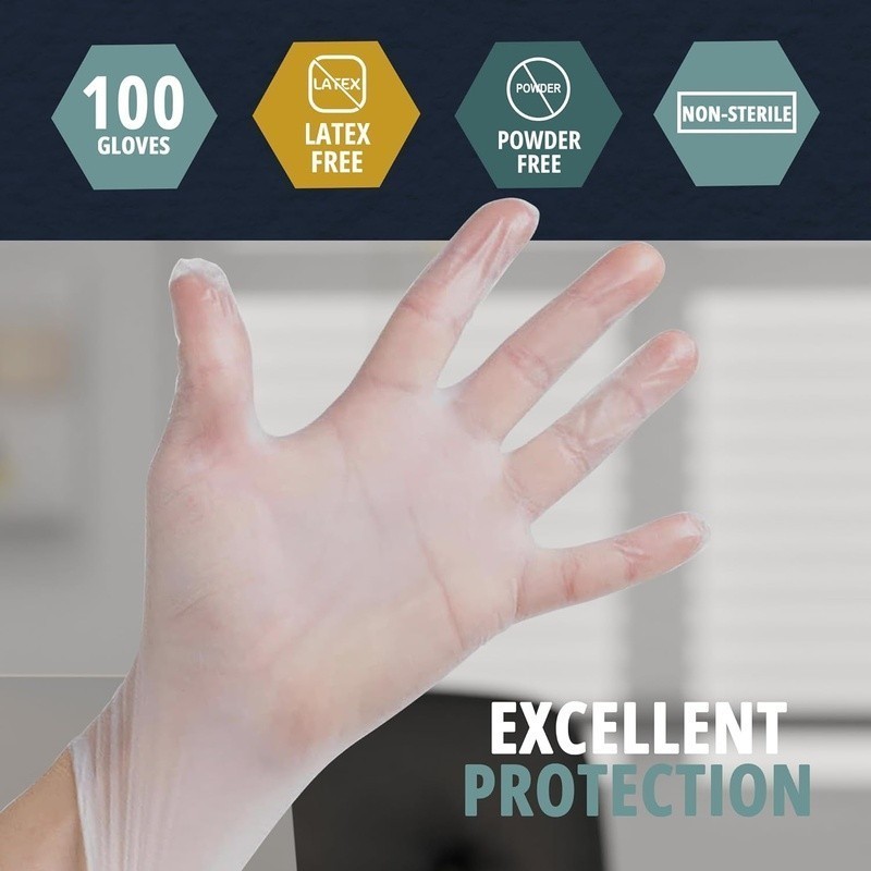 Medical Vinyl Examination Gloves Small Disposable Heavy Duty Food Grade 100 Pack