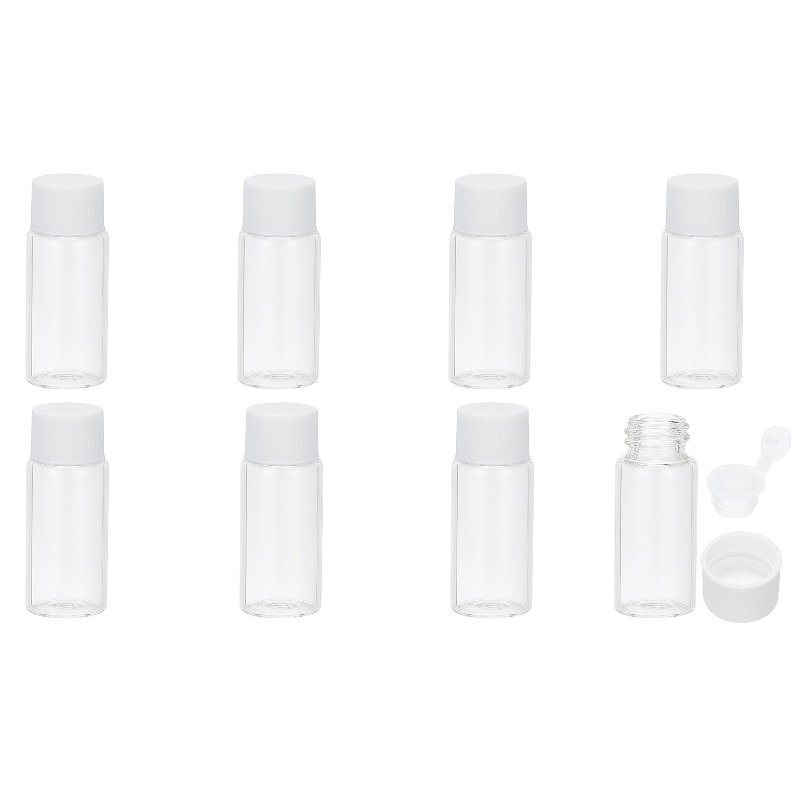 10ml Essential Oil Bottles, 8 Pack Clear Glass Bottles Slim Screw Cap, White